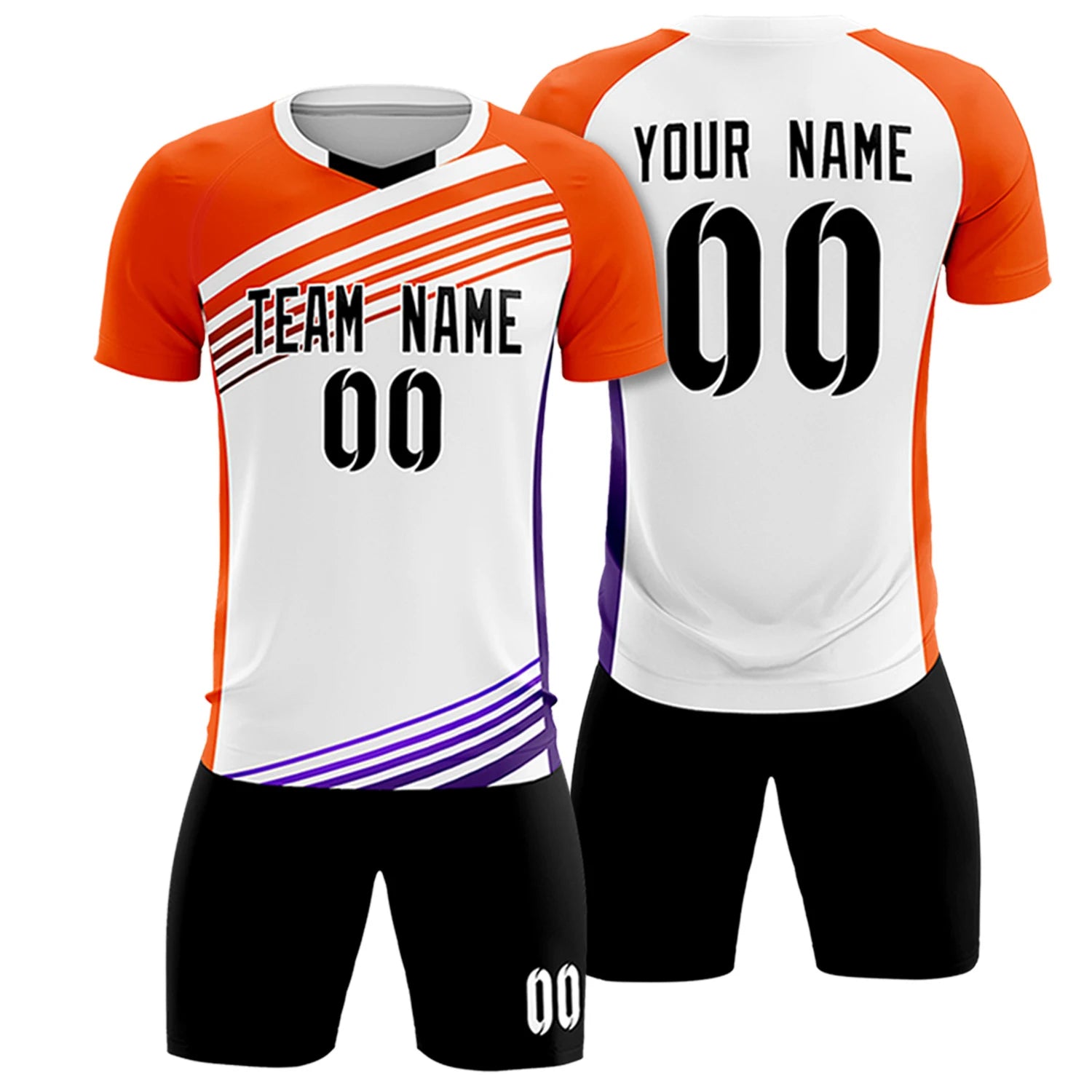 Custom White Orange-Black Gradient Sport Soccer Sets Jersey