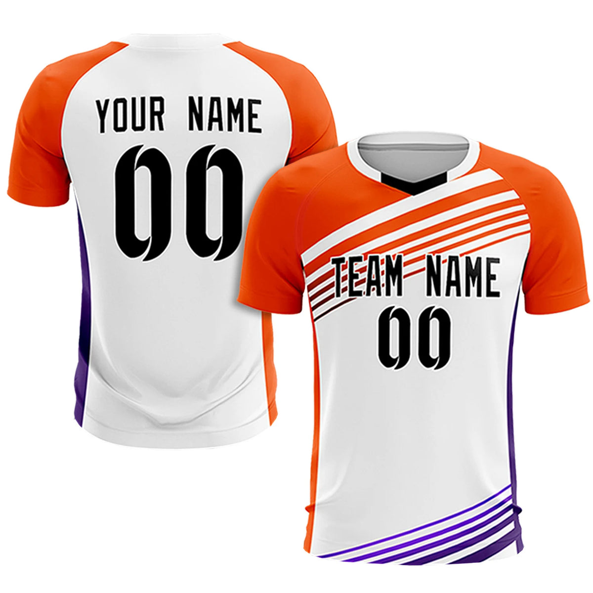 Custom White Orange-Black Gradient Sport Soccer Sets Jersey