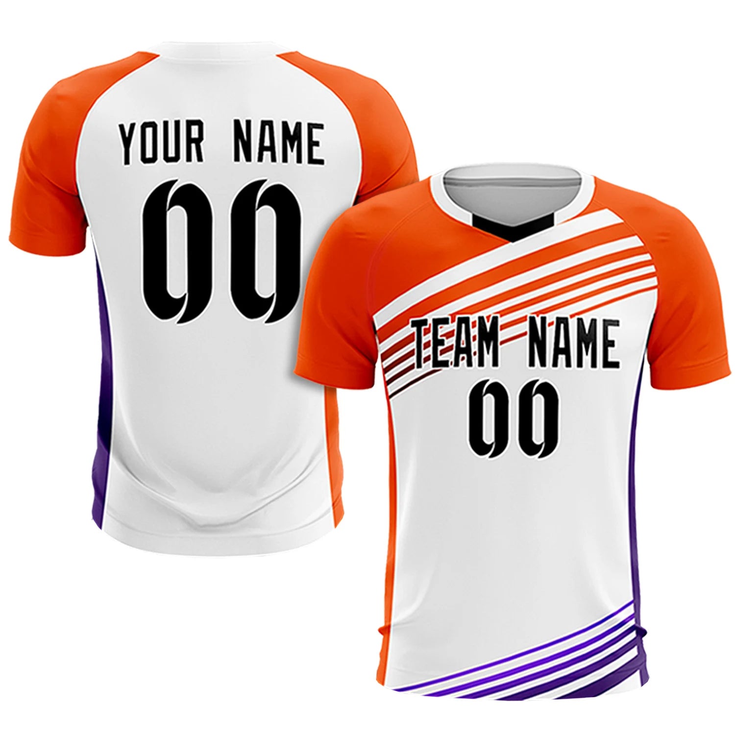 Custom White Orange-Black Gradient Sport Soccer Sets Jersey