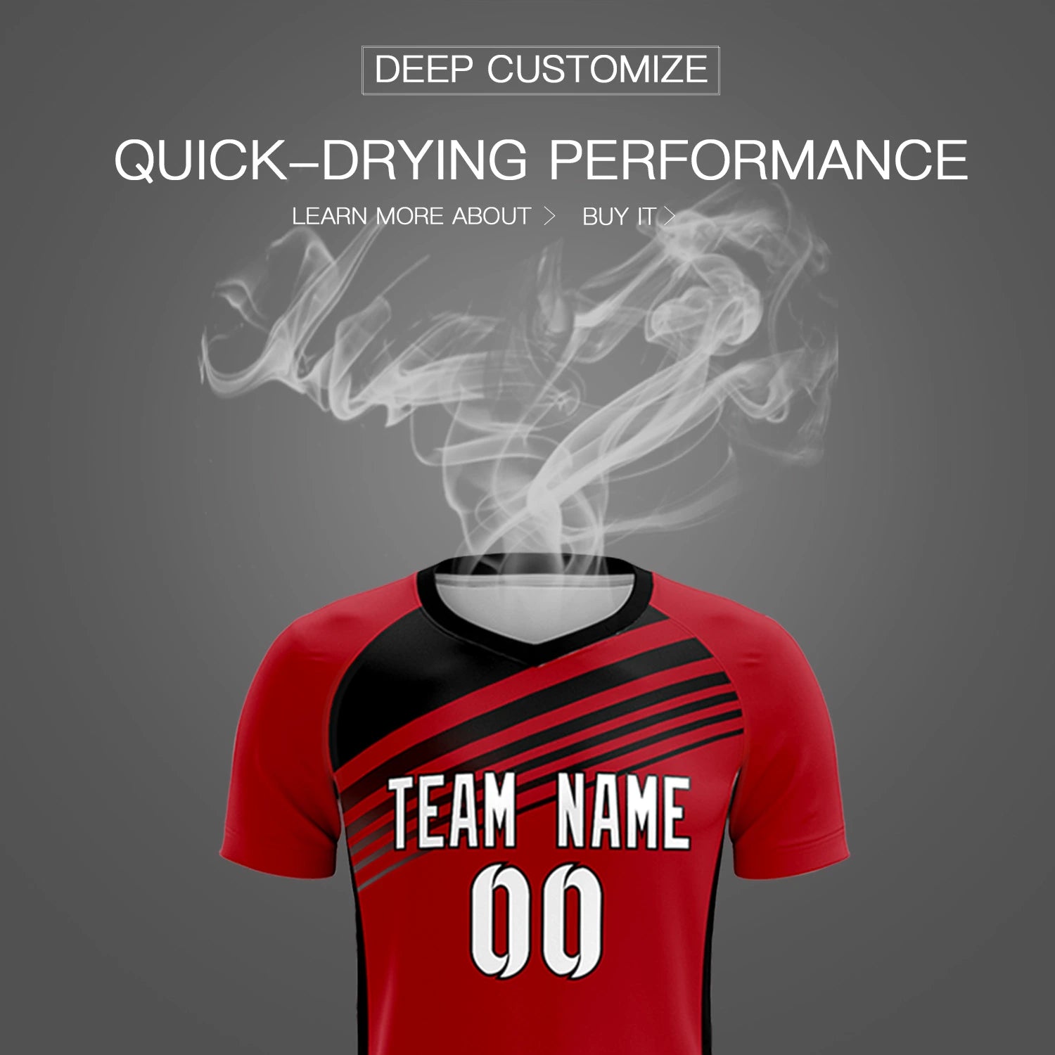 Custom Red Black-White Gradient Sport Soccer Sets Jersey