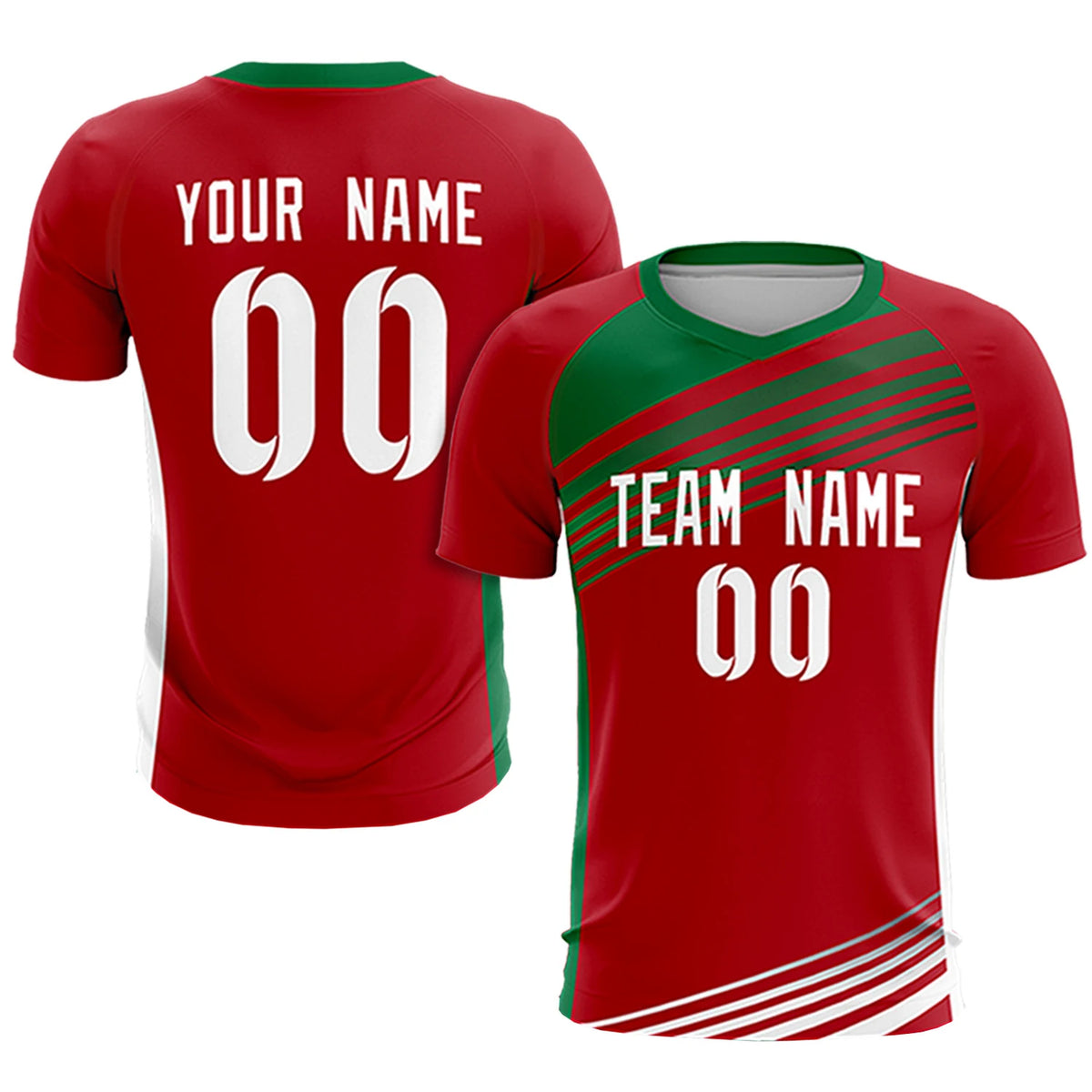 Custom Red Kelly Green-White Gradient Sport Soccer Sets Jersey