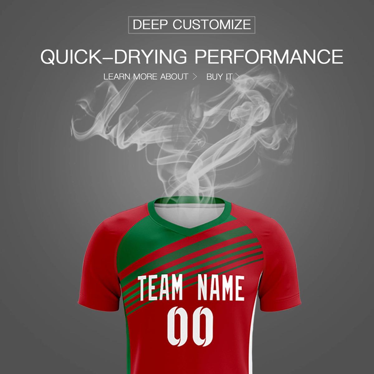 Custom Red Kelly Green-White Gradient Sport Soccer Sets Jersey