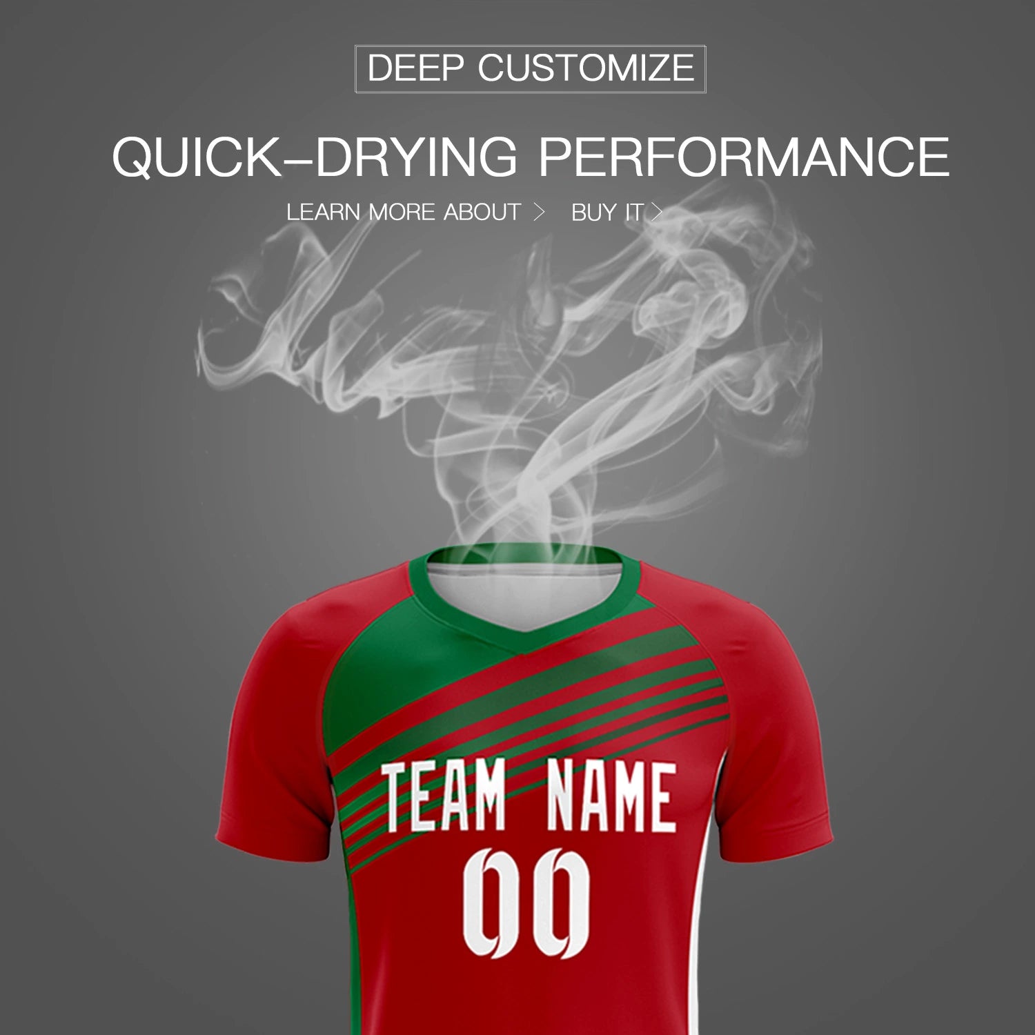 Custom Red Kelly Green-White Gradient Sport Soccer Sets Jersey