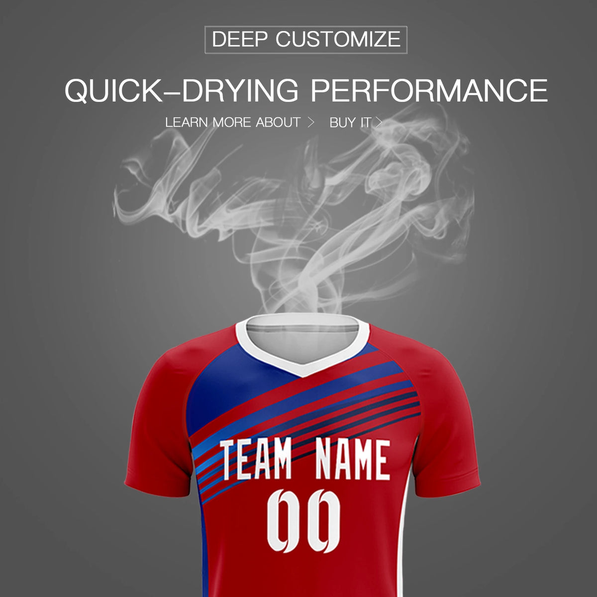 Custom Red Royal Blue-White Gradient Sport Soccer Sets Jersey