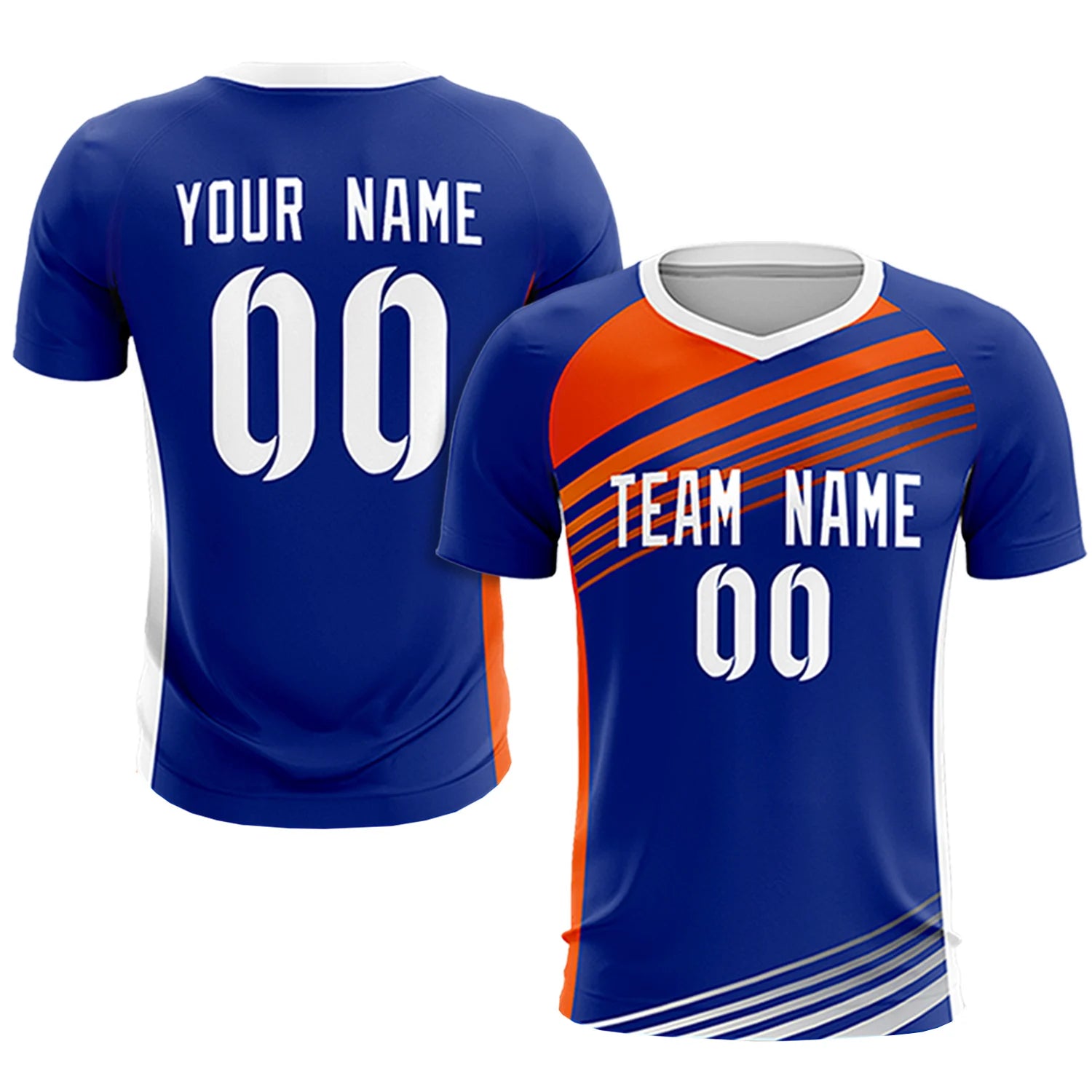 Custom Royal Blue Orange-White Gradient Sport Soccer Sets Jersey
