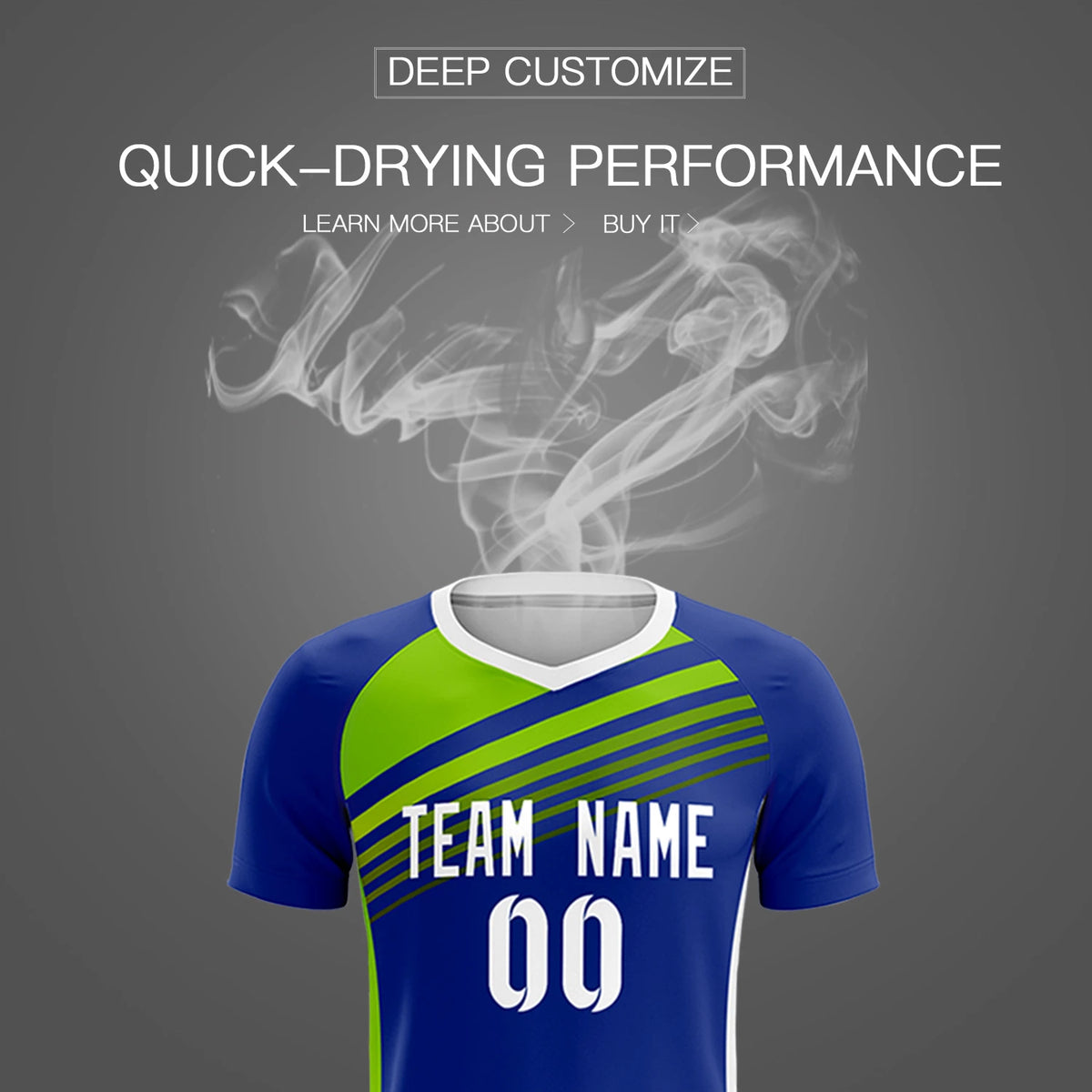 Custom Royal Blue Neon Green-White Gradient Sport Soccer Sets Jersey