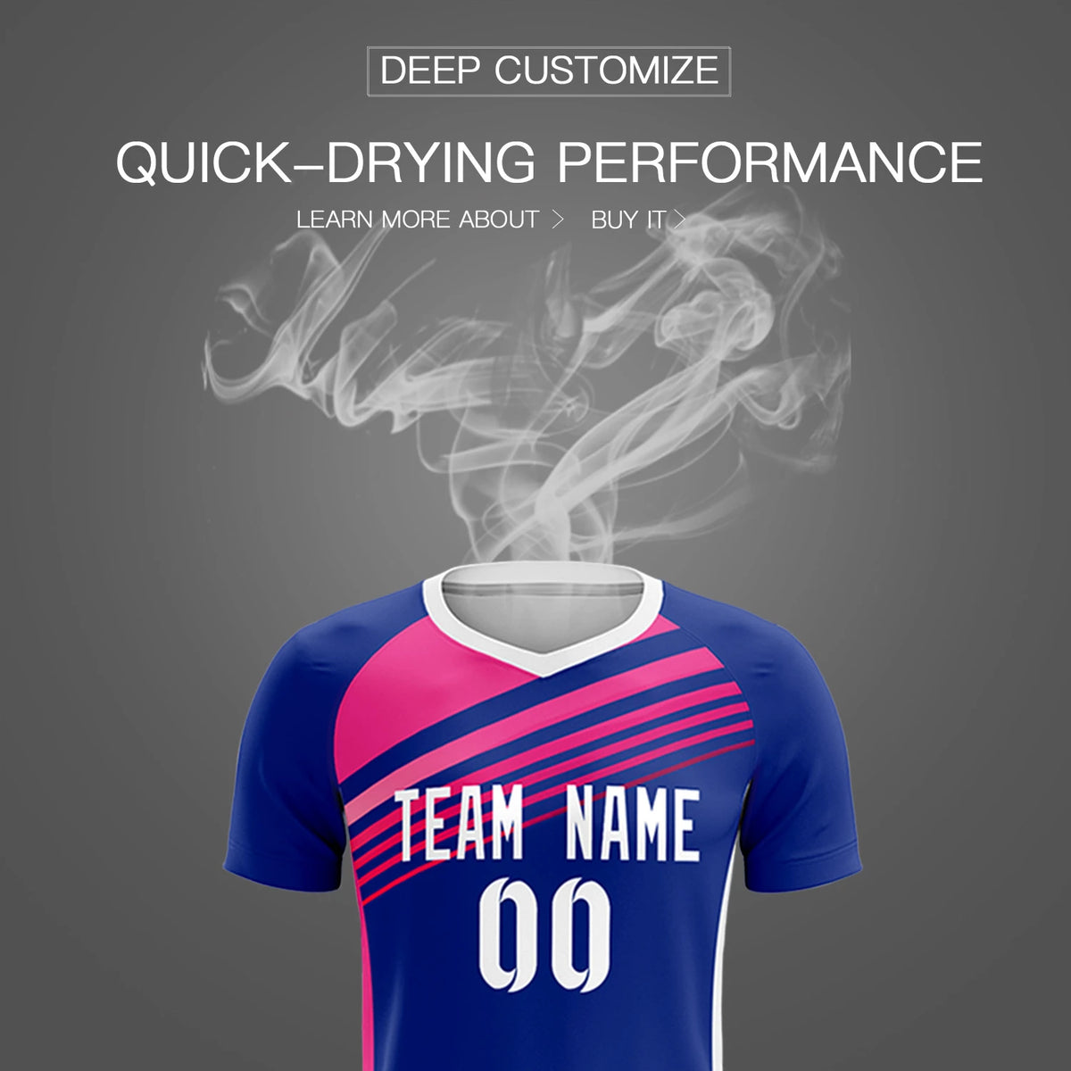 Custom Royal Blue Pink-White Gradient Sport Soccer Sets Jersey