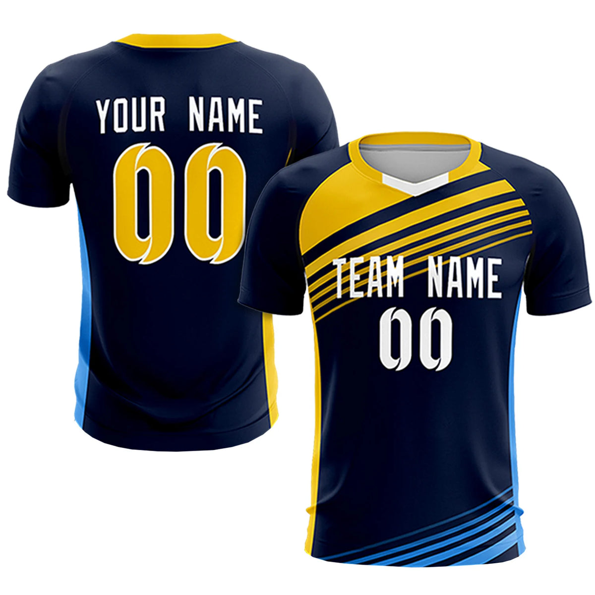 Custom Navy Gold-White Gradient Sport Soccer Sets Jersey