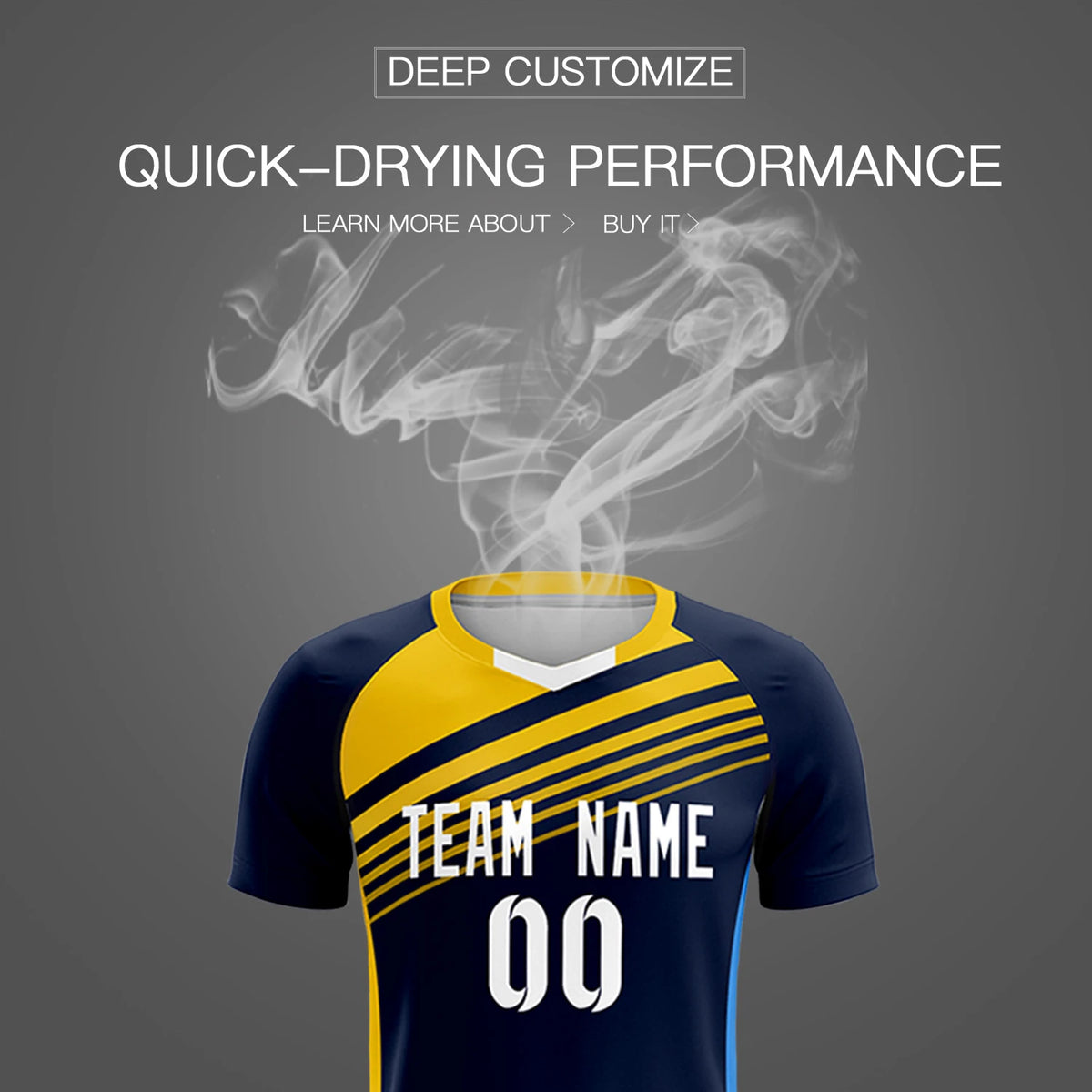Custom Navy Gold-White Gradient Sport Soccer Sets Jersey