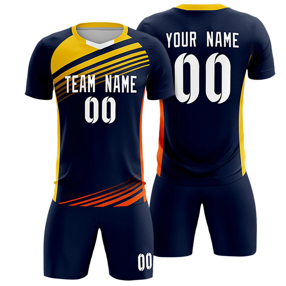 Custom Navy Gold-White Gradient Sport Soccer Sets Jersey