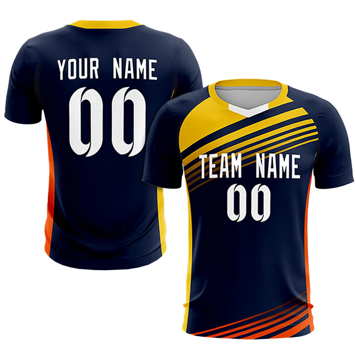 Custom Navy Gold-White Gradient Sport Soccer Sets Jersey