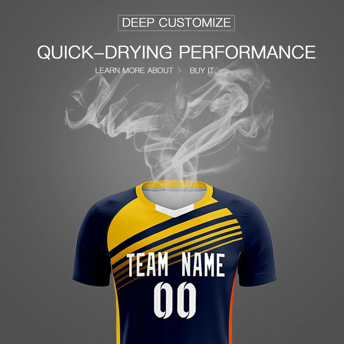 Custom Navy Gold-White Gradient Sport Soccer Sets Jersey