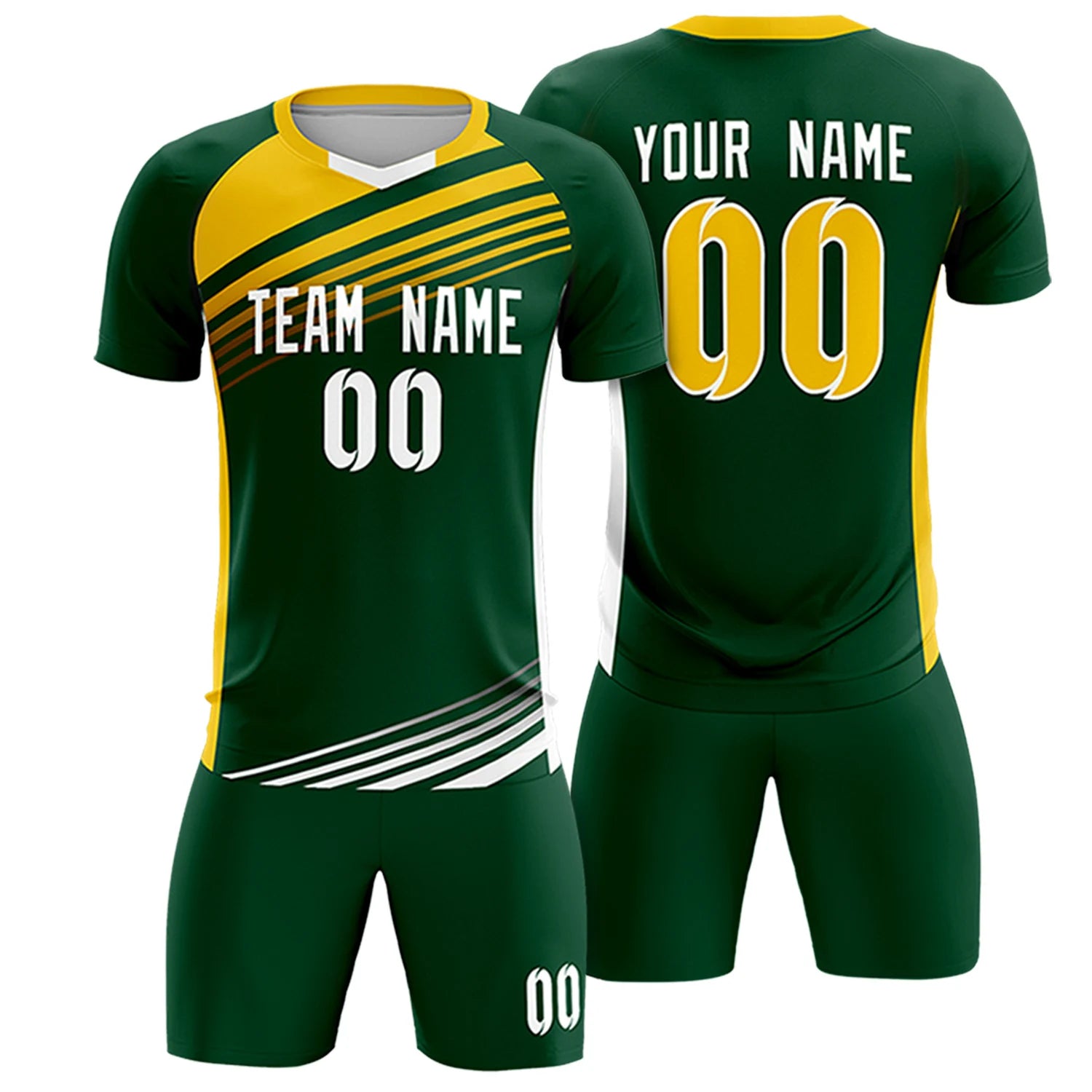 Custom Green Gold-White Gradient Sport Soccer Sets Jersey
