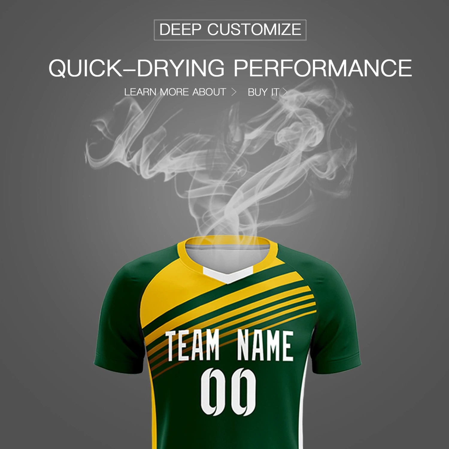 Custom Green Gold-White Gradient Sport Soccer Sets Jersey