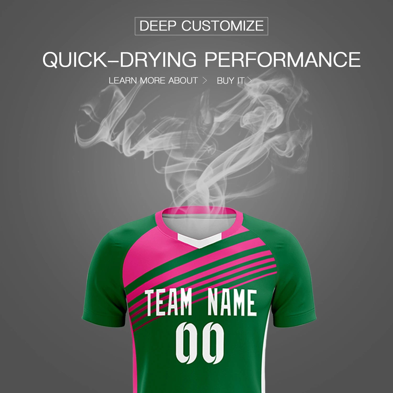 Custom Kelly Green Pink-White Gradient Sport Soccer Sets Jersey