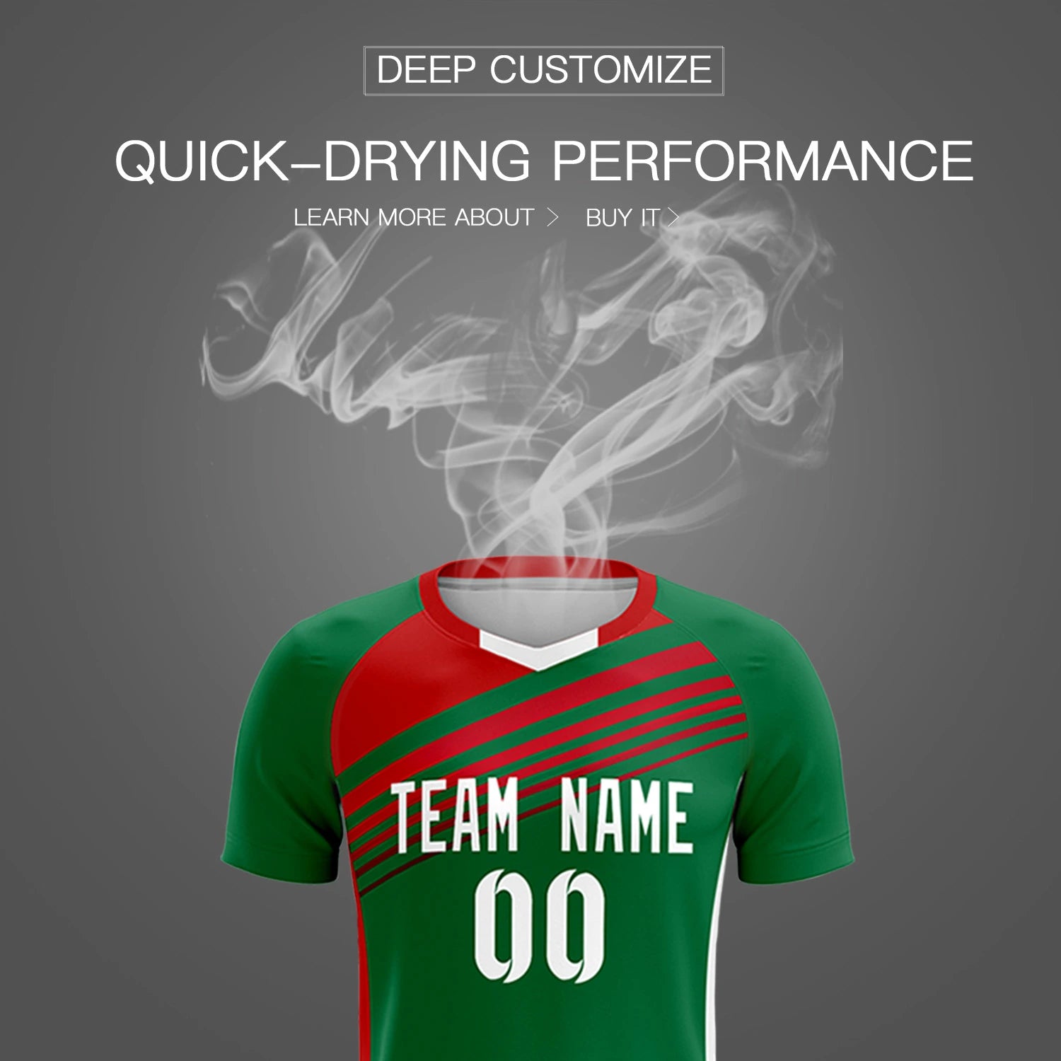 Custom Kelly Green Red-White Gradient Sport Soccer Sets Jersey