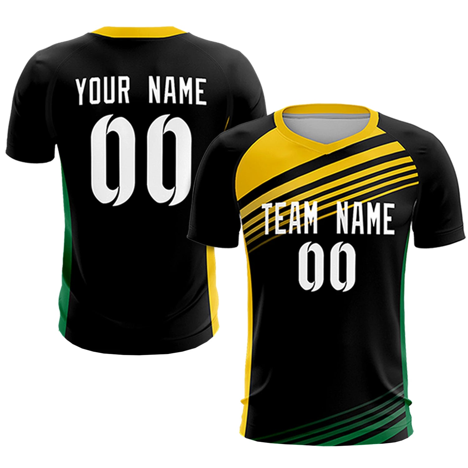 Custom Black Gold-White Gradient Sport Soccer Sets Jersey