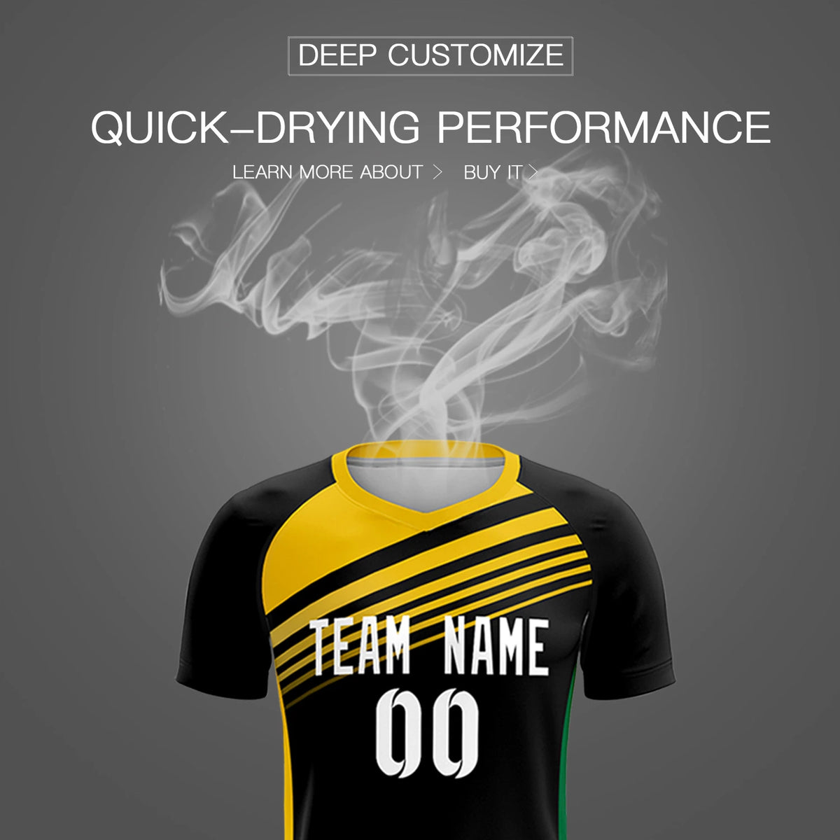 Custom Black Gold-White Gradient Sport Soccer Sets Jersey