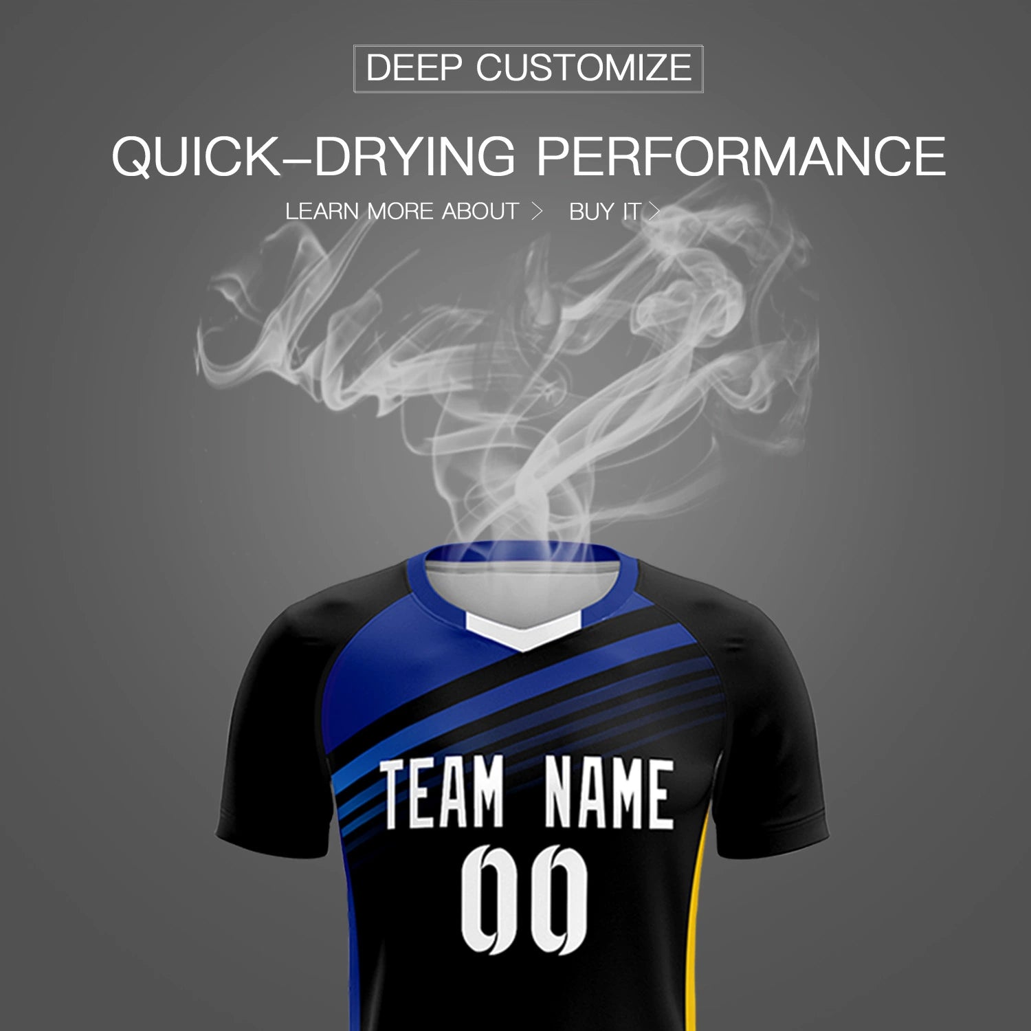 Custom Black Royal Blue-White Gradient Sport Soccer Sets Jersey