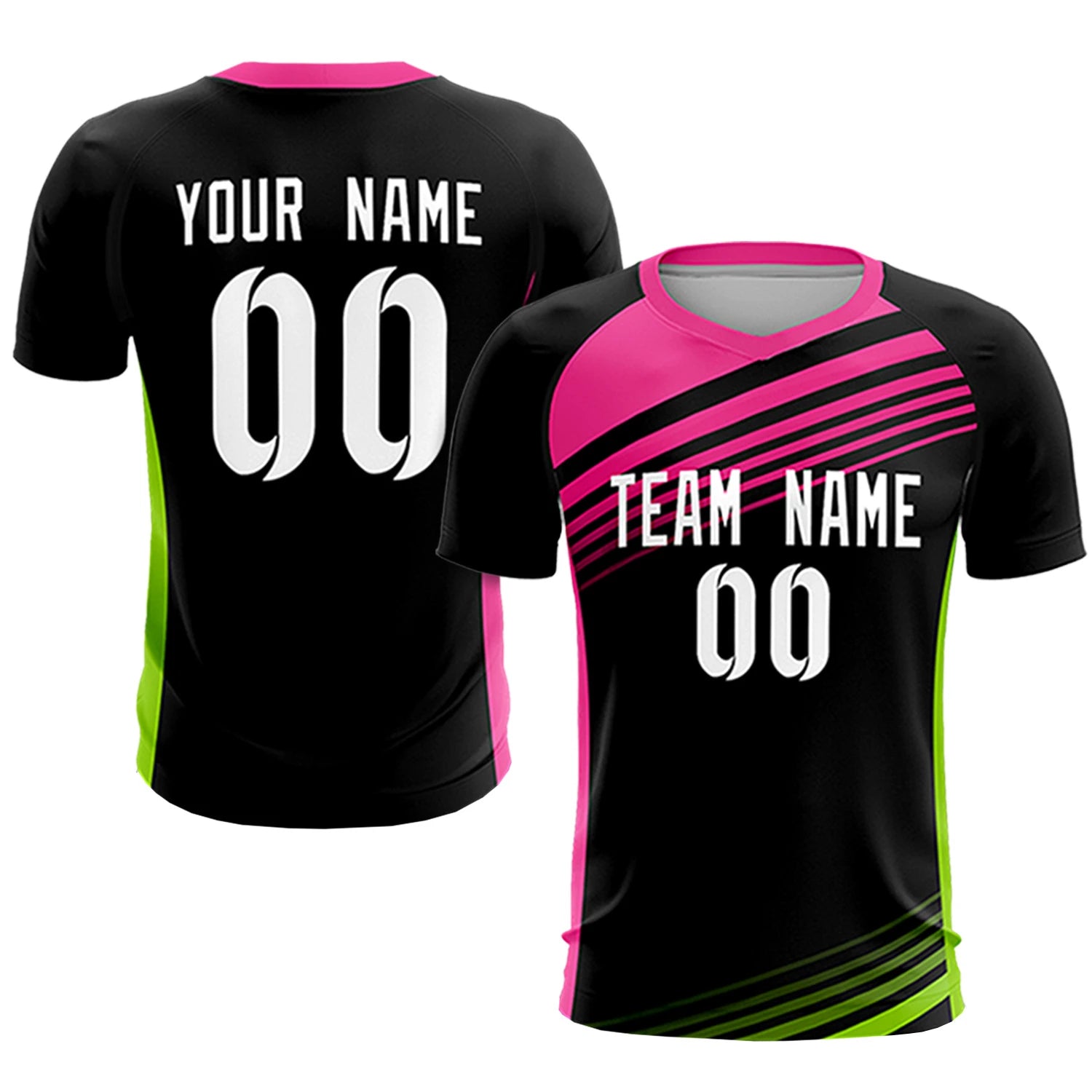 Custom Black Pink-White Gradient Sport Soccer Sets Jersey