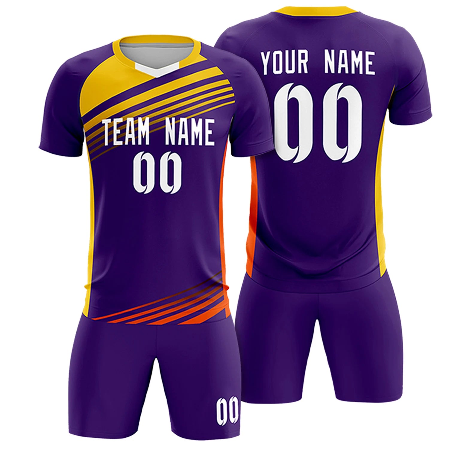 Custom Purple Gold-White Gradient Sport Soccer Sets Jersey