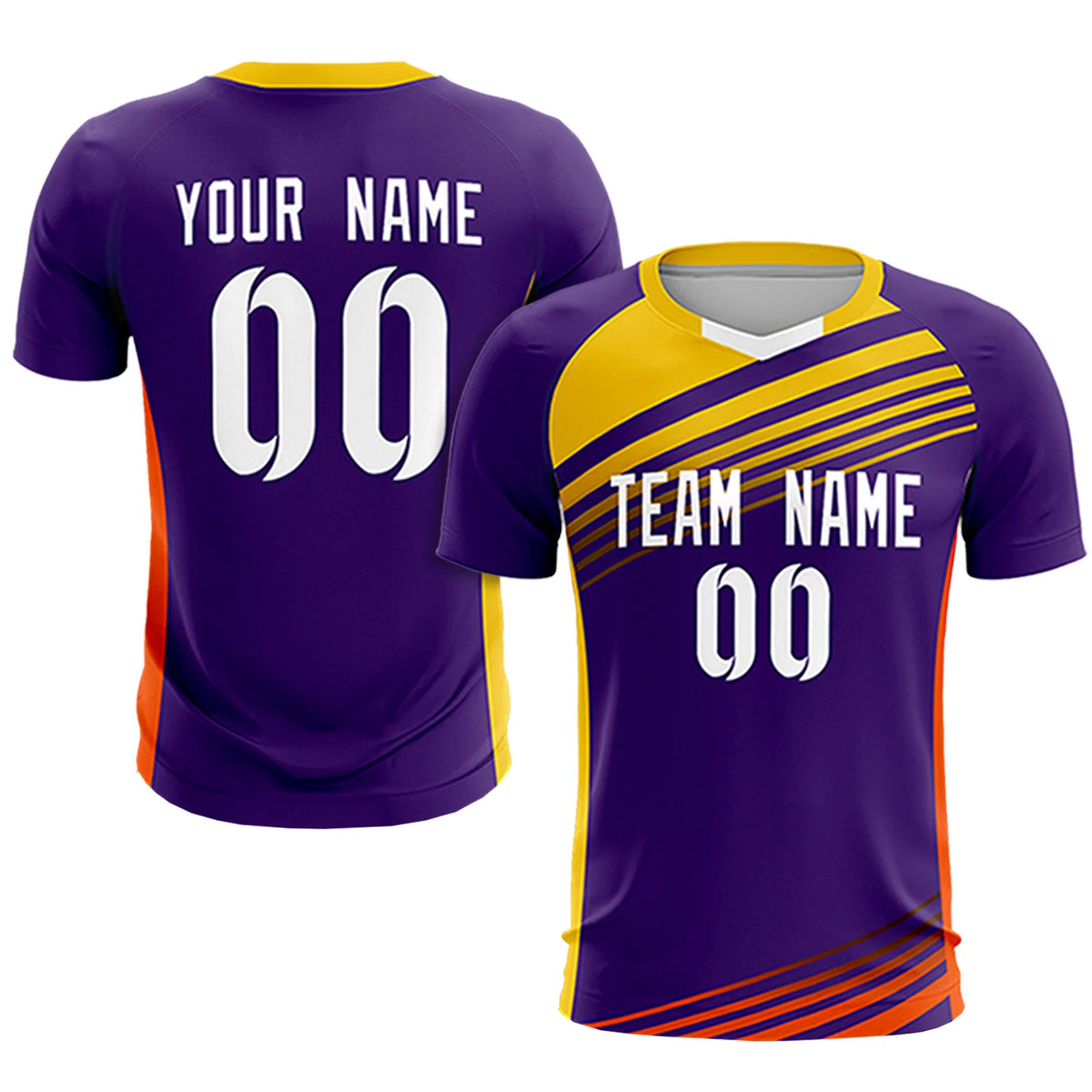 Custom Purple Gold-White Gradient Sport Soccer Sets Jersey