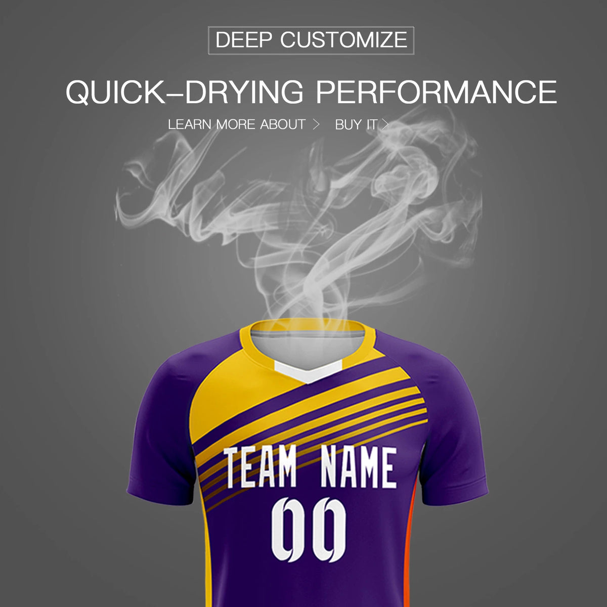 Custom Purple Gold-White Gradient Sport Soccer Sets Jersey