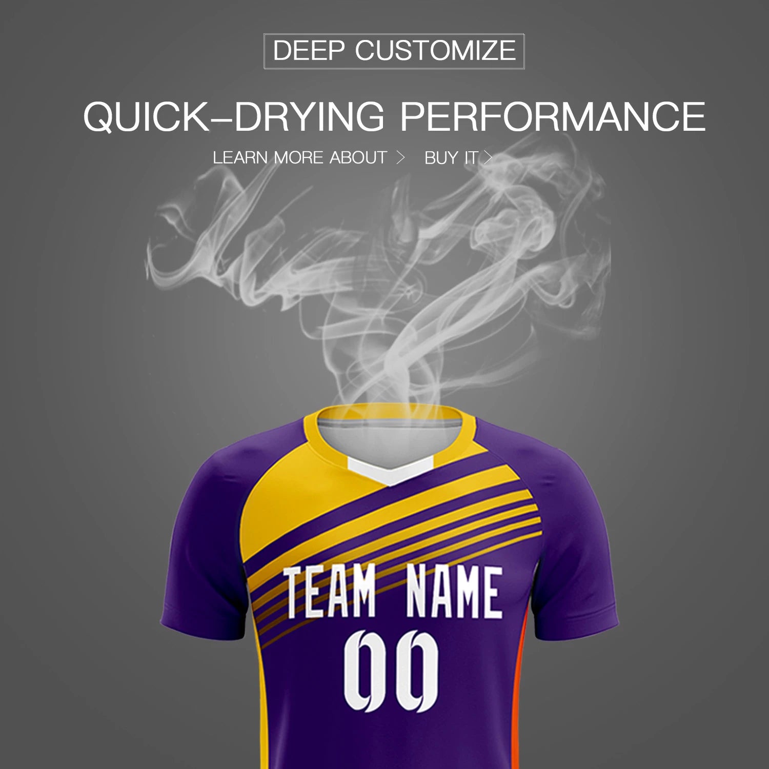 Custom Purple Gold-White Gradient Sport Soccer Sets Jersey