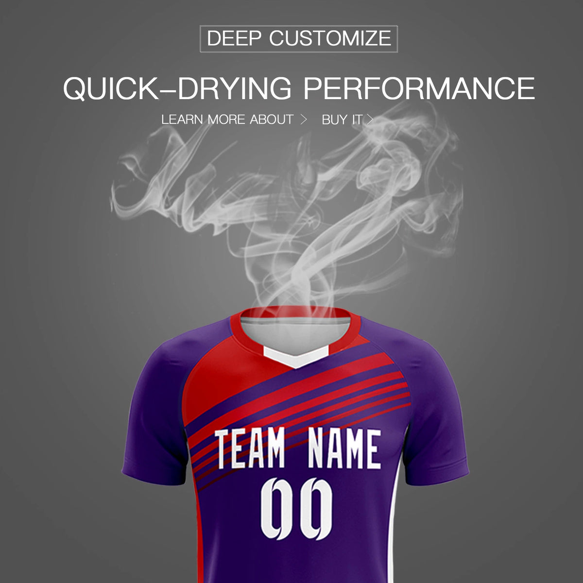 Custom Purple Red-White Gradient Sport Soccer Sets Jersey