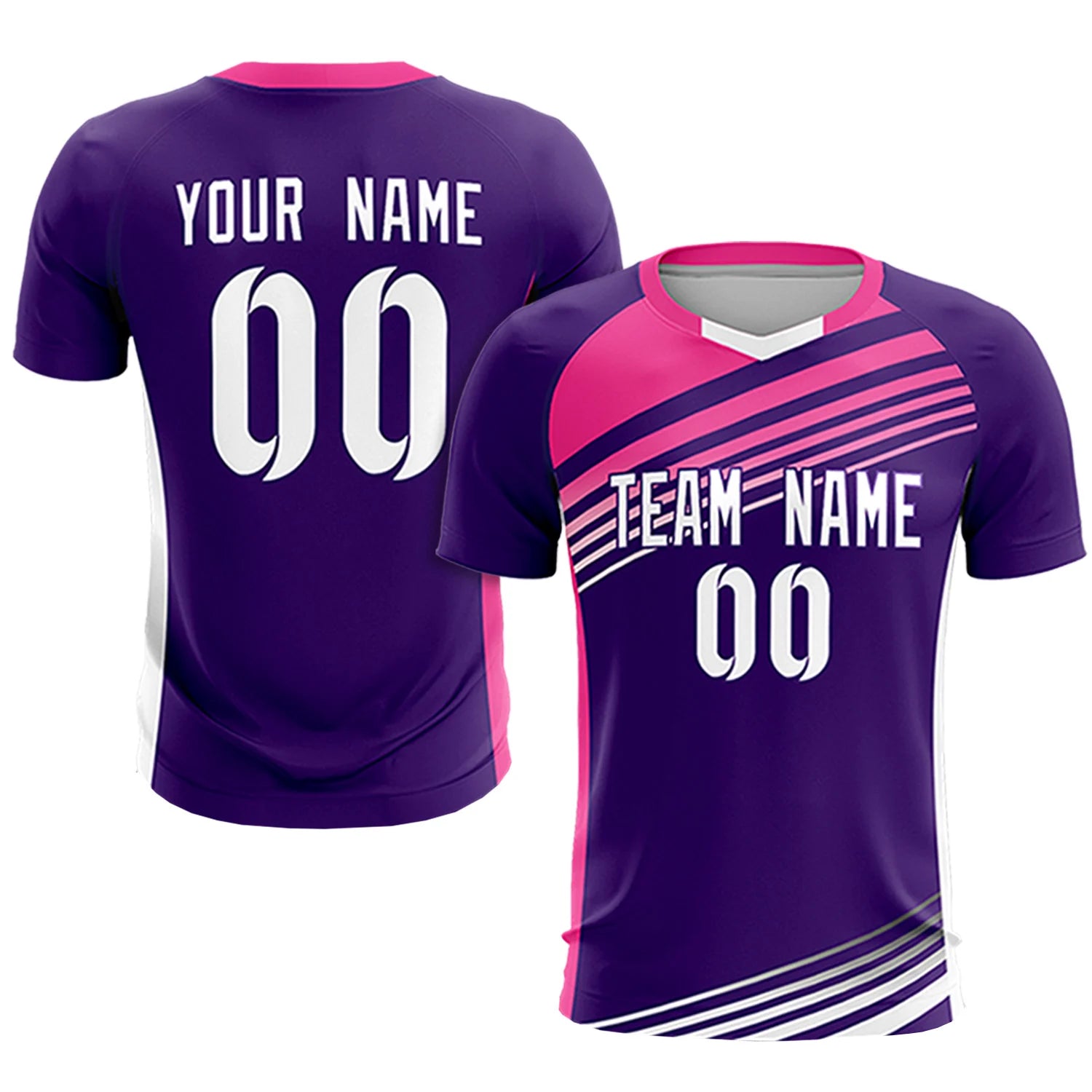 Custom Purple Pink-White Gradient Sport Soccer Sets Jersey