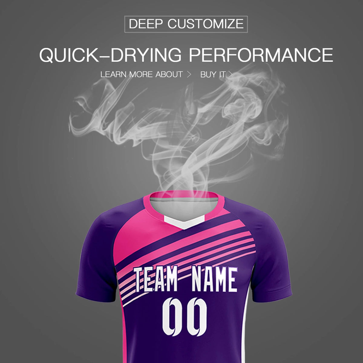 Custom Purple Pink-White Gradient Sport Soccer Sets Jersey