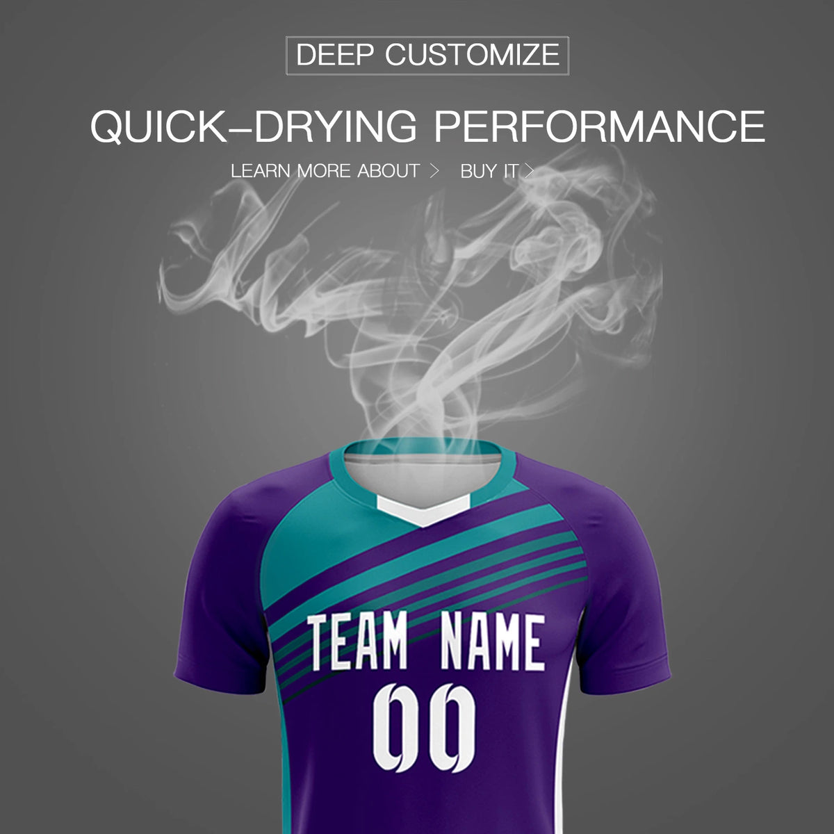 Custom Purple Aqua-White Gradient Sport Soccer Sets Jersey