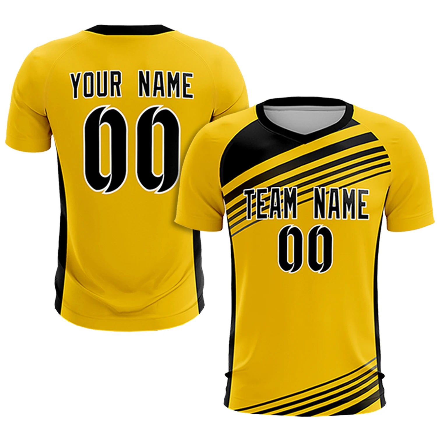 Custom Yellow Black Gradient Sport Soccer Sets Jersey