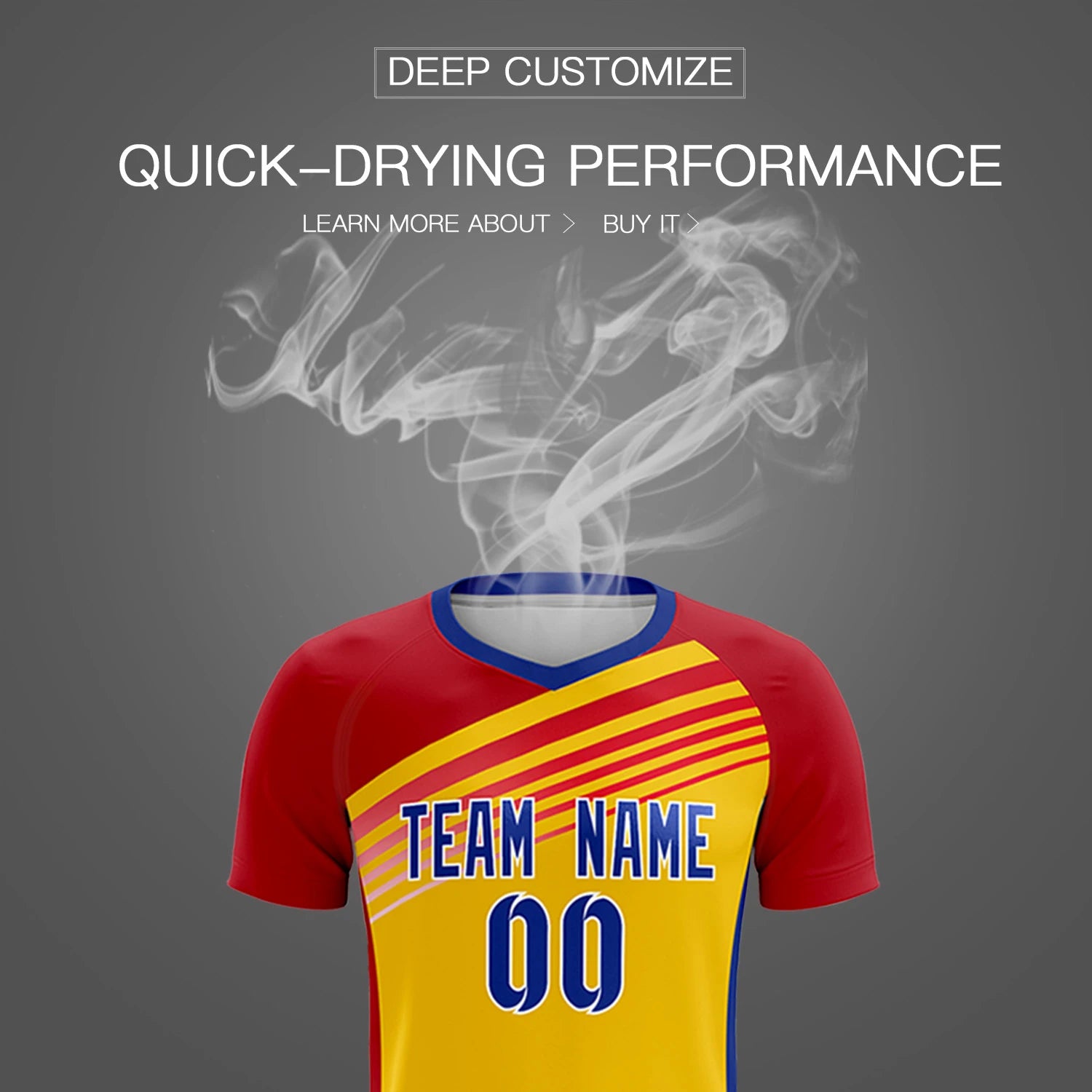 Custom Yellow Red-Royal Blue Gradient Sport Soccer Sets Jersey