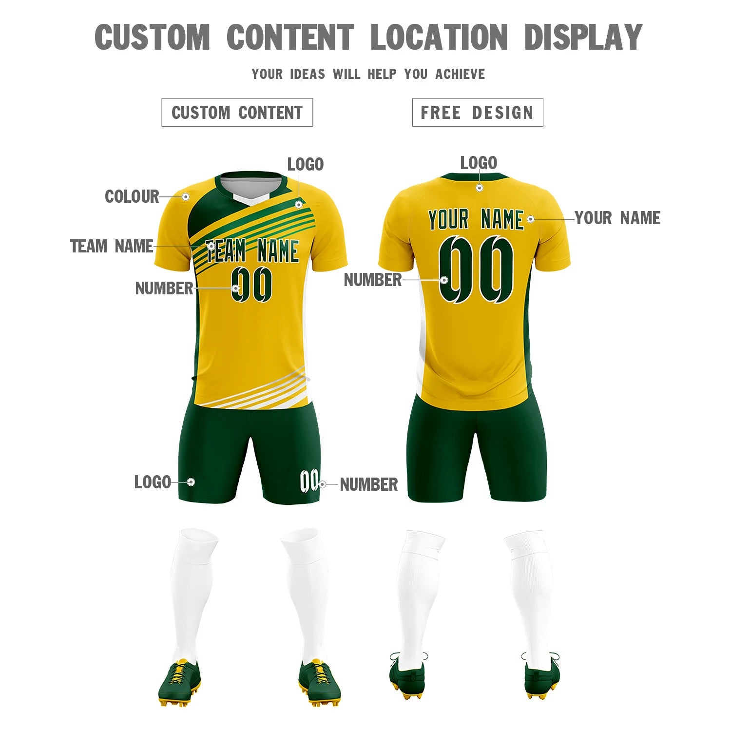 Custom Yellow Green Gradient Sport Soccer Sets Jersey