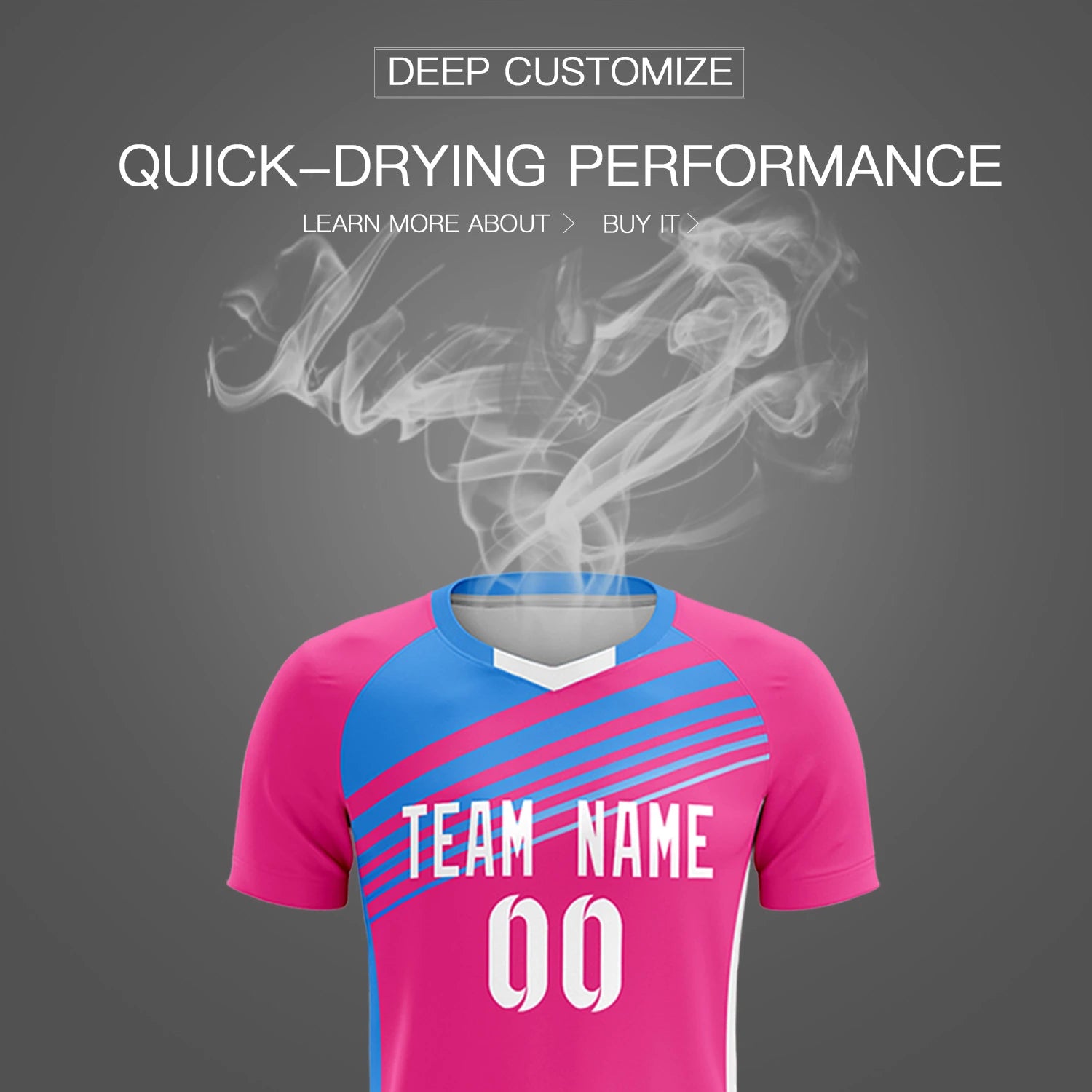 Custom Pink Powder Blue Gradient Sport Soccer Sets Jersey