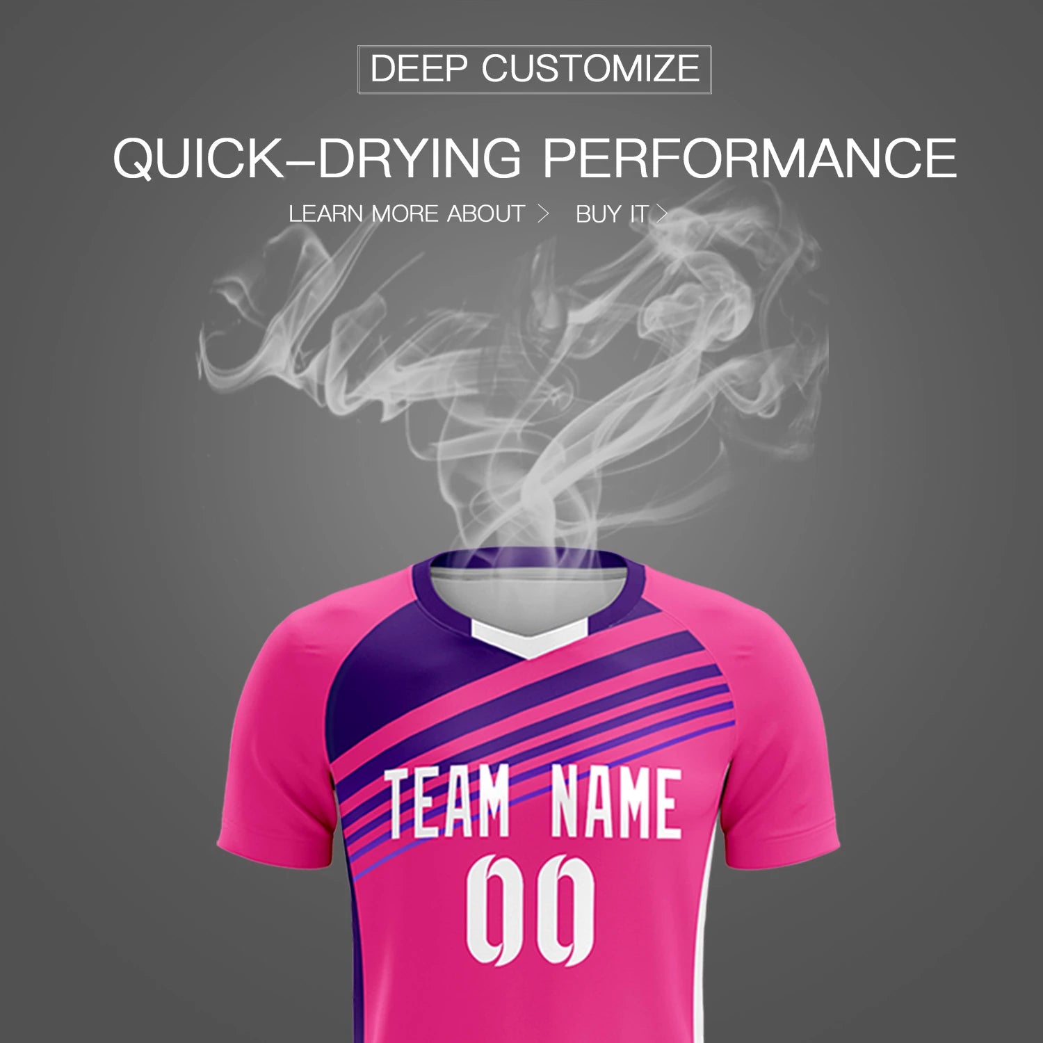 Custom Pink Purple Gradient Sport Soccer Sets Jersey