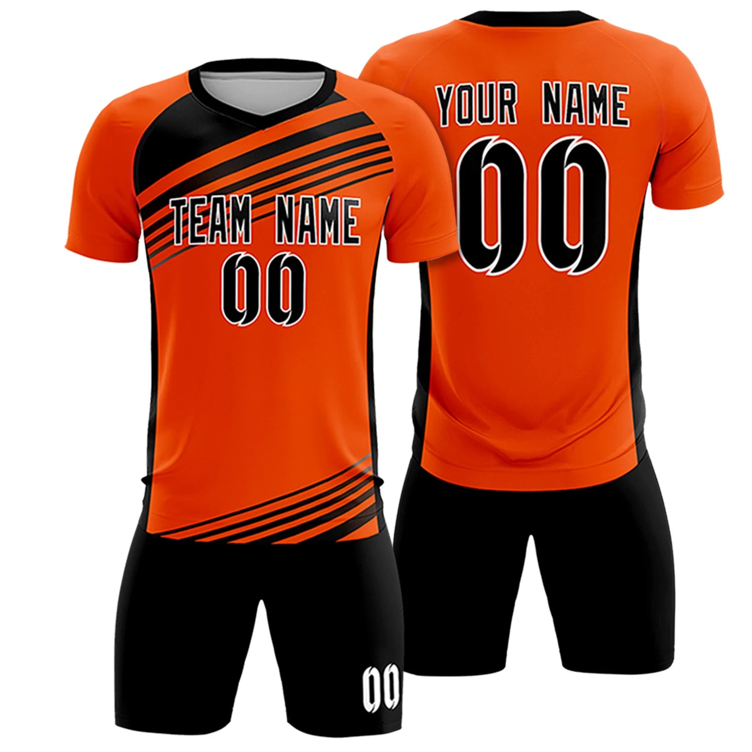 Custom Orange Black Gradient Sport Soccer Sets Jersey