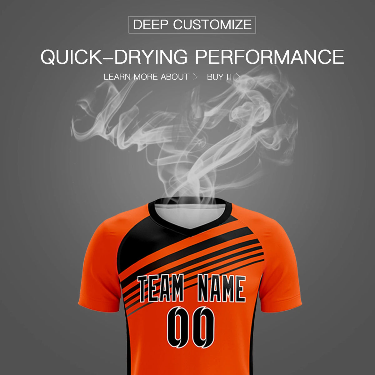 Custom Orange Black Gradient Sport Soccer Sets Jersey