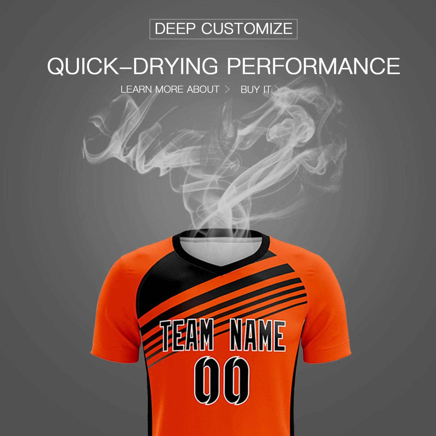 Custom Orange Black Gradient Sport Soccer Sets Jersey