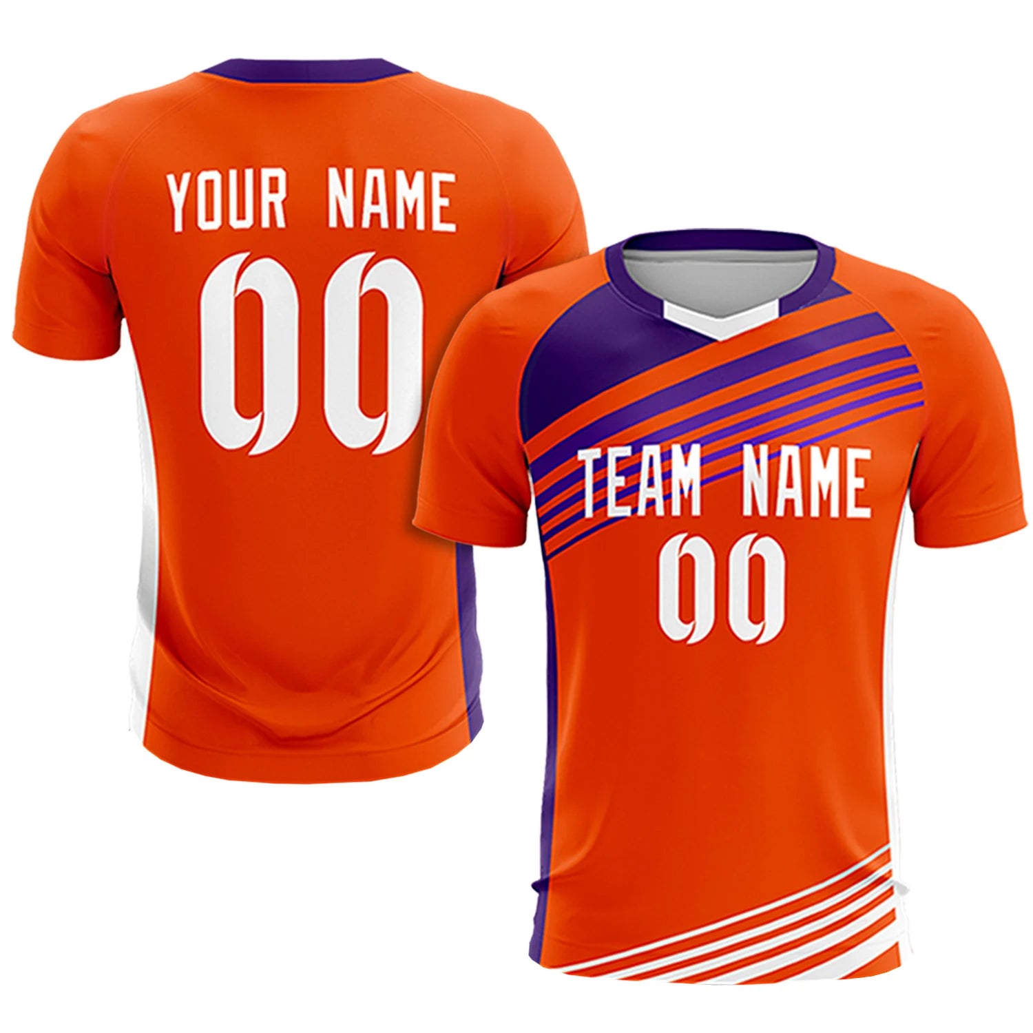 Custom Orange Purple-White Gradient Sport Soccer Sets Jersey
