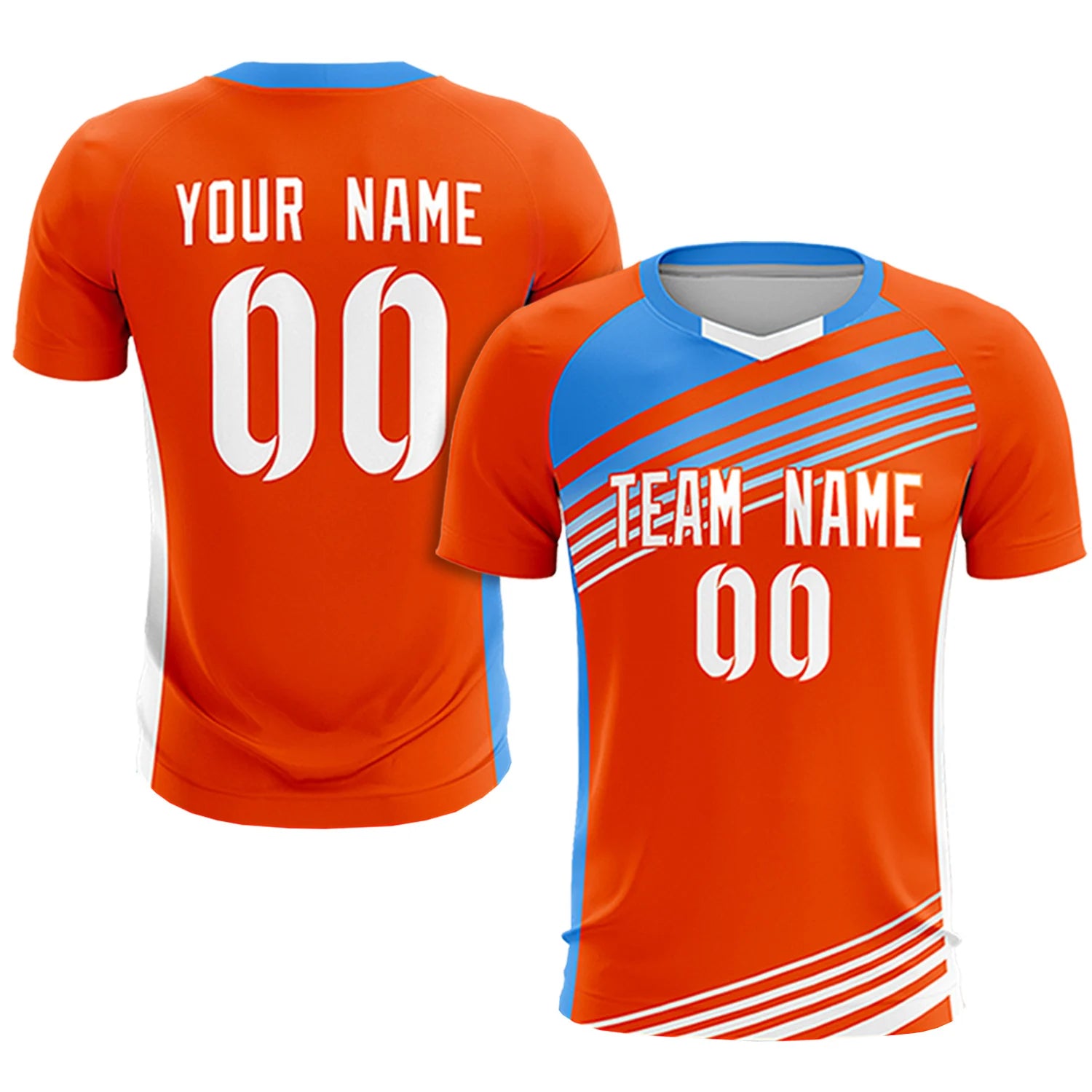 Custom Orange Powder Blue-White Gradient Sport Soccer Sets Jersey