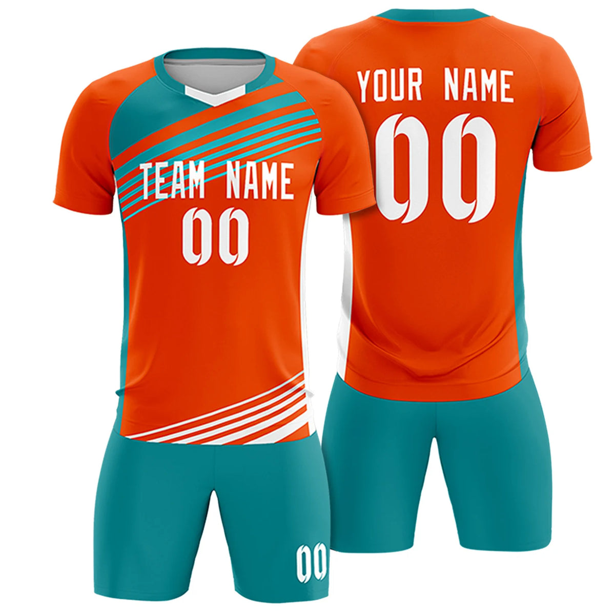 Custom Orange Aqua-White Gradient Sport Soccer Sets Jersey