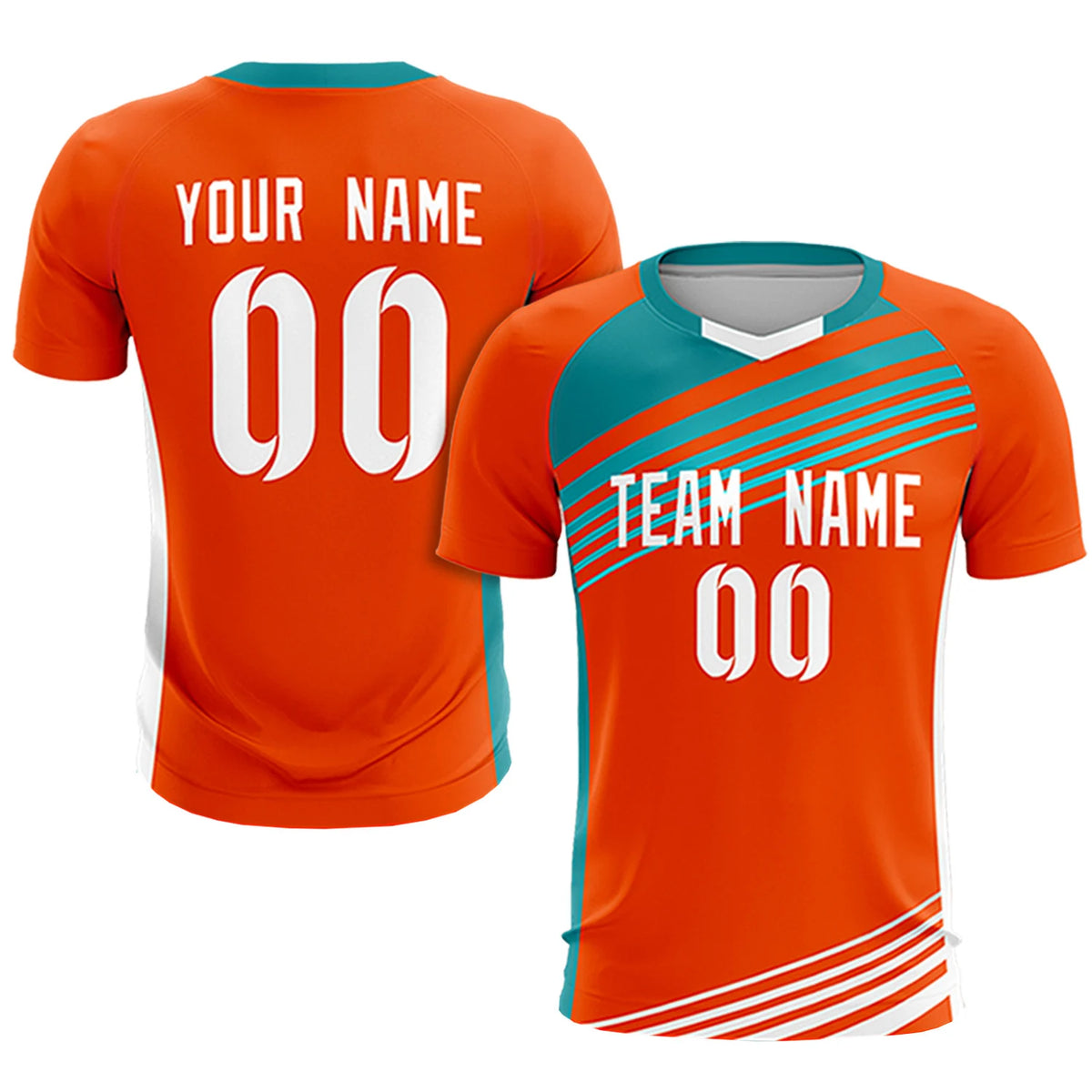 Custom Orange Aqua-White Gradient Sport Soccer Sets Jersey