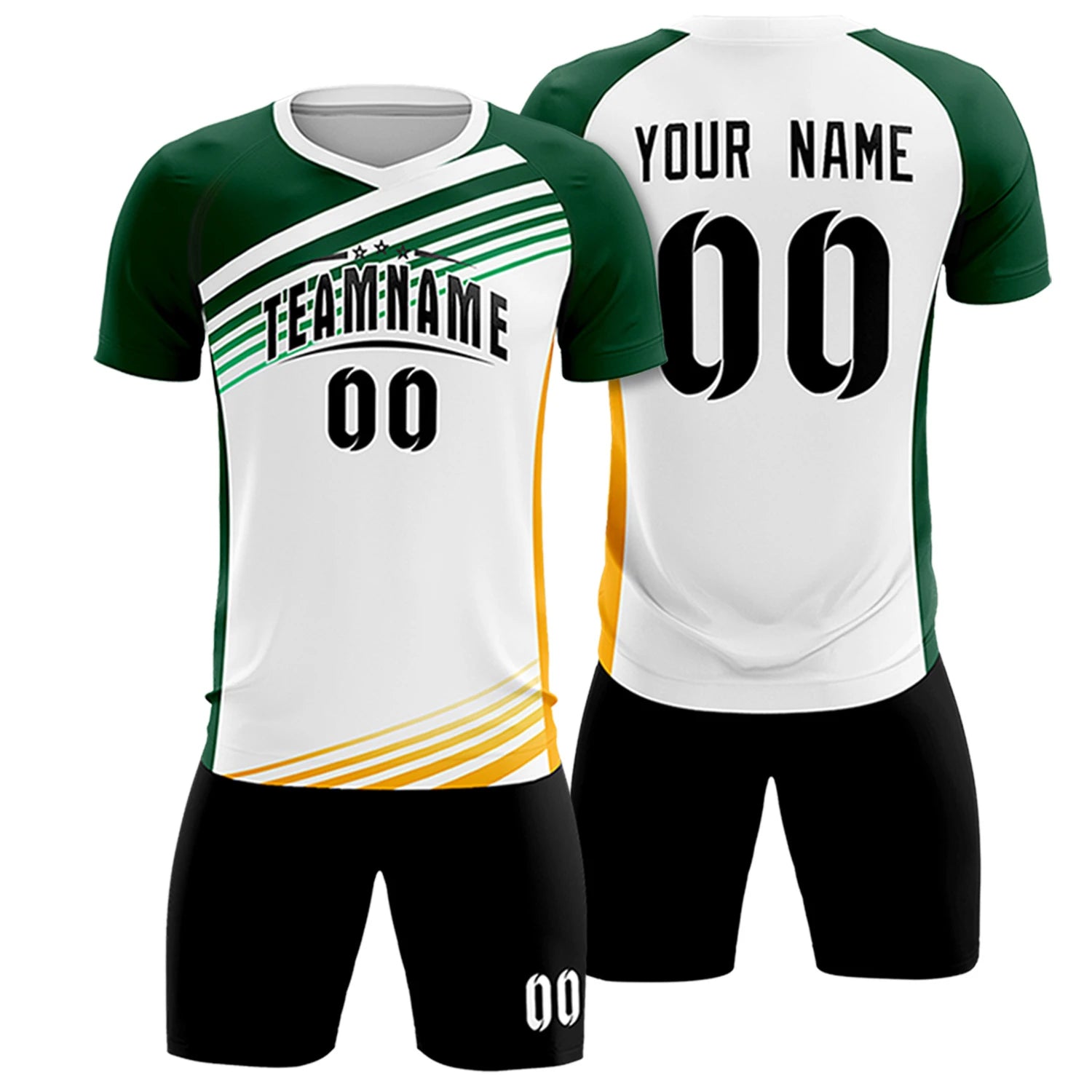 Custom White Green-Black Gradient Sport Soccer Sets Jersey
