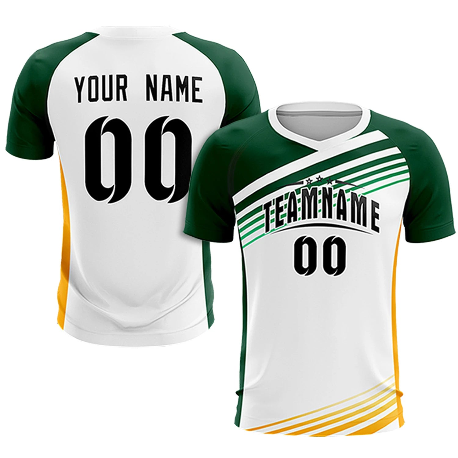 Custom White Green-Black Gradient Sport Soccer Sets Jersey