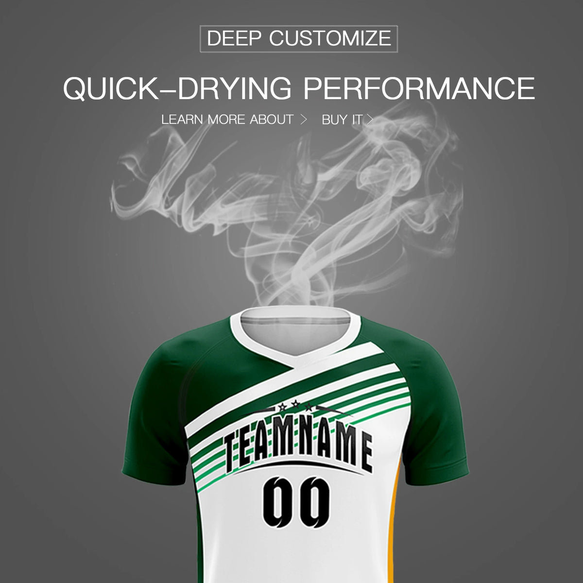 Custom White Green-Black Gradient Sport Soccer Sets Jersey