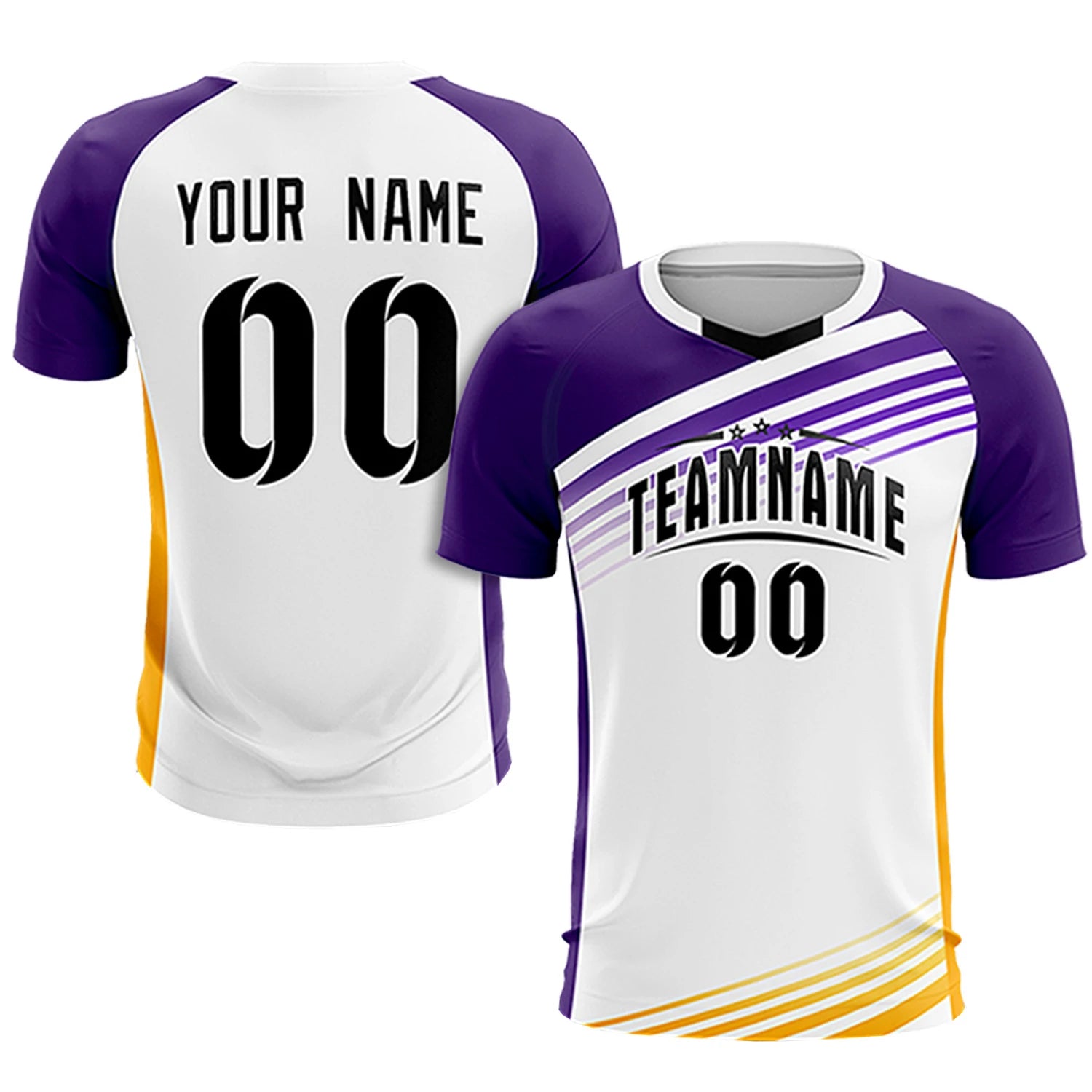 Custom White Purple-Black Gradient Sport Soccer Sets Jersey