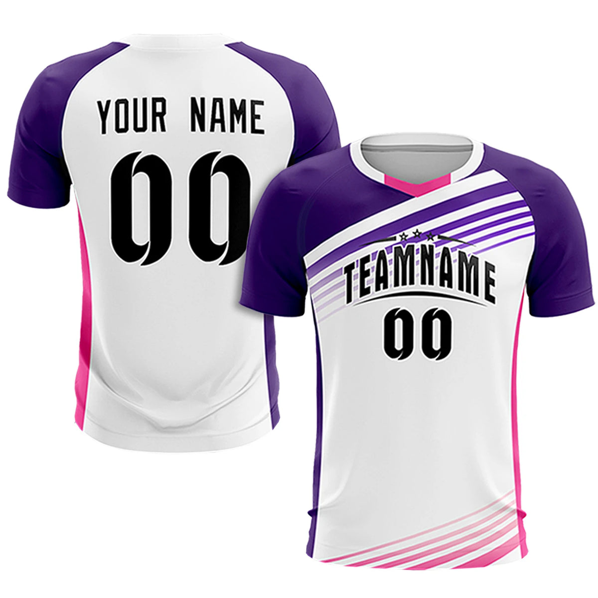 Custom White Purple-Black Gradient Sport Soccer Sets Jersey