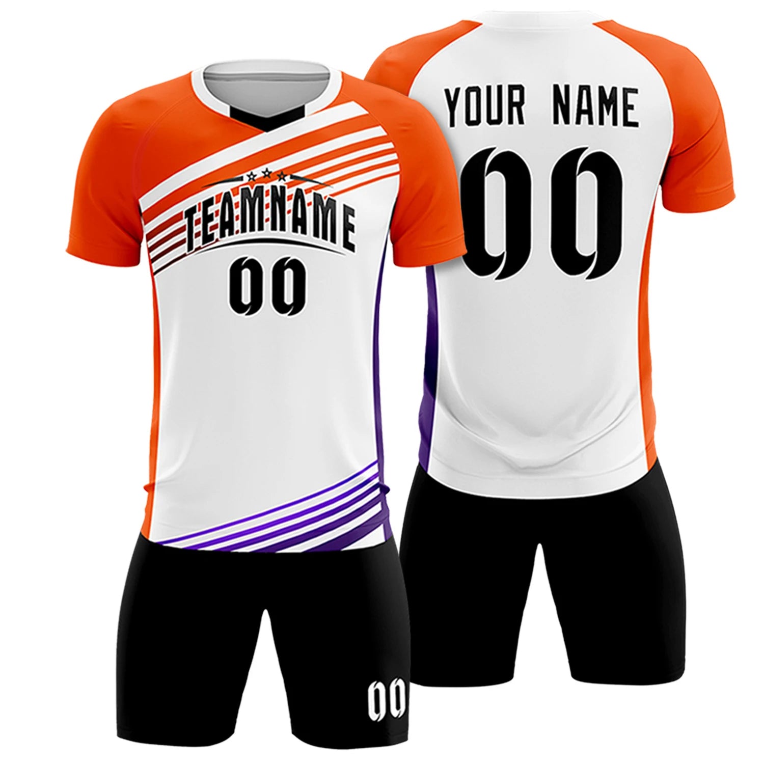 Custom White Orange-Black Gradient Sport Soccer Sets Jersey